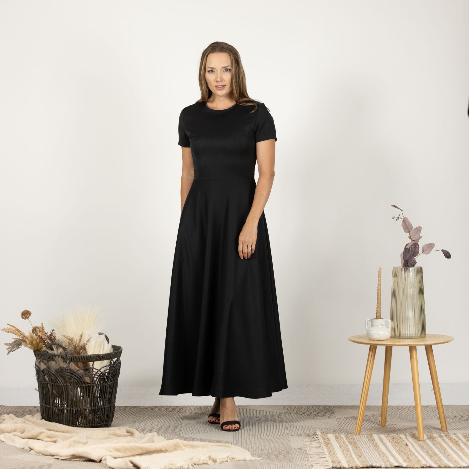 Short Sleeve Modest Summer Dress L / Dark Blue Short Sleeve Modest Summer Dress L / Dark Blue