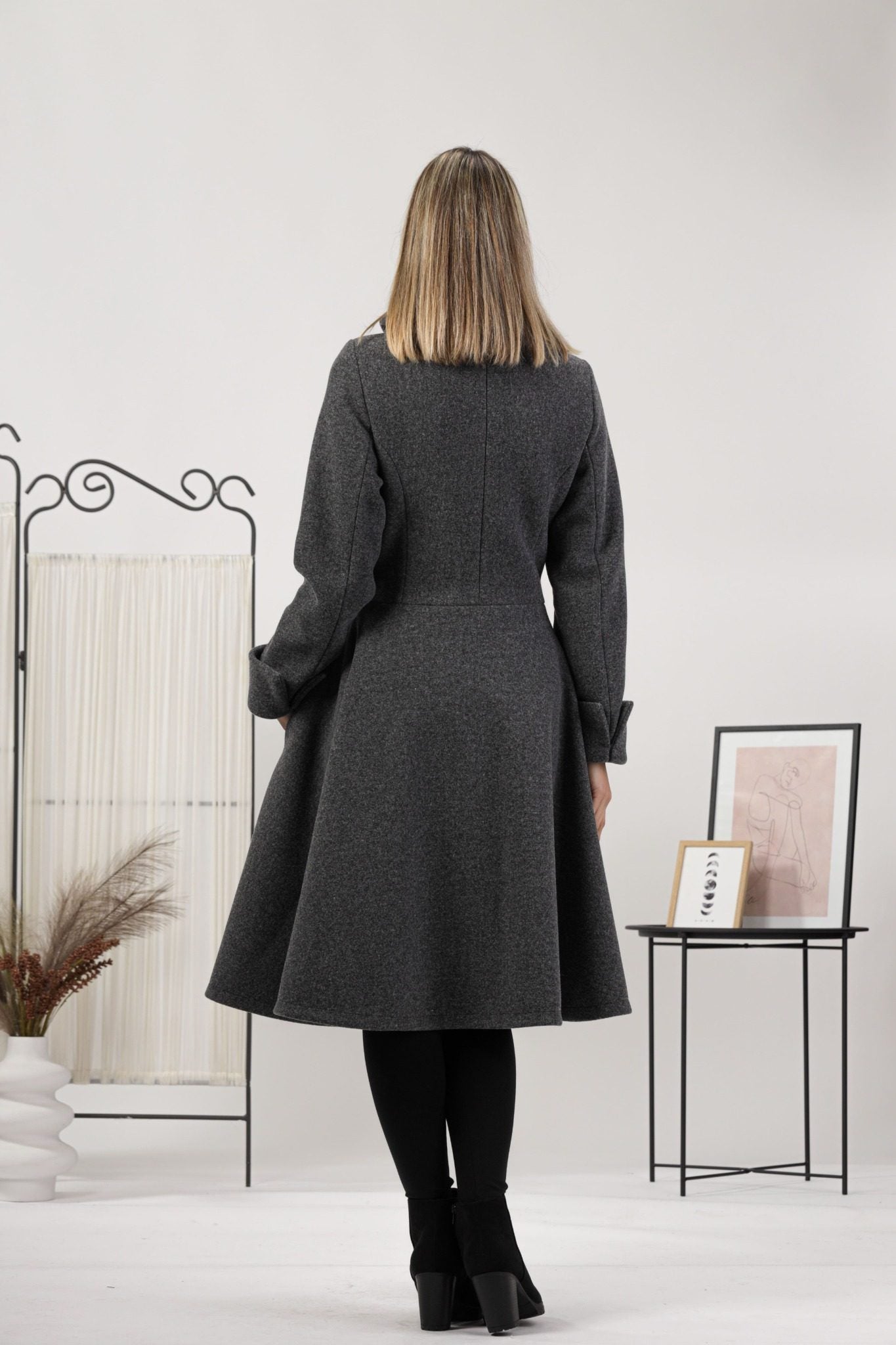 A-line Buttoned Winter Coat