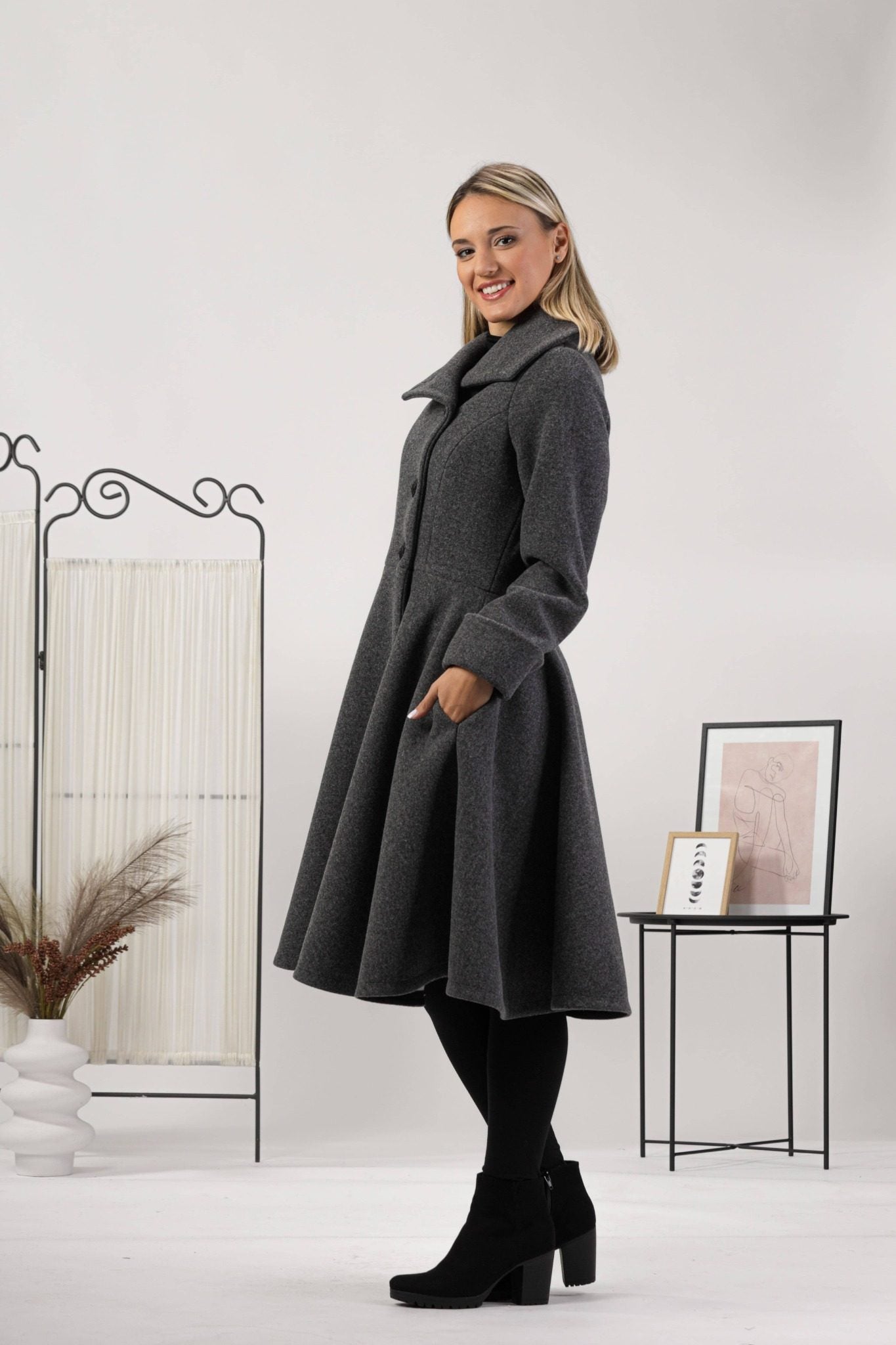 A-line Buttoned Winter Coat