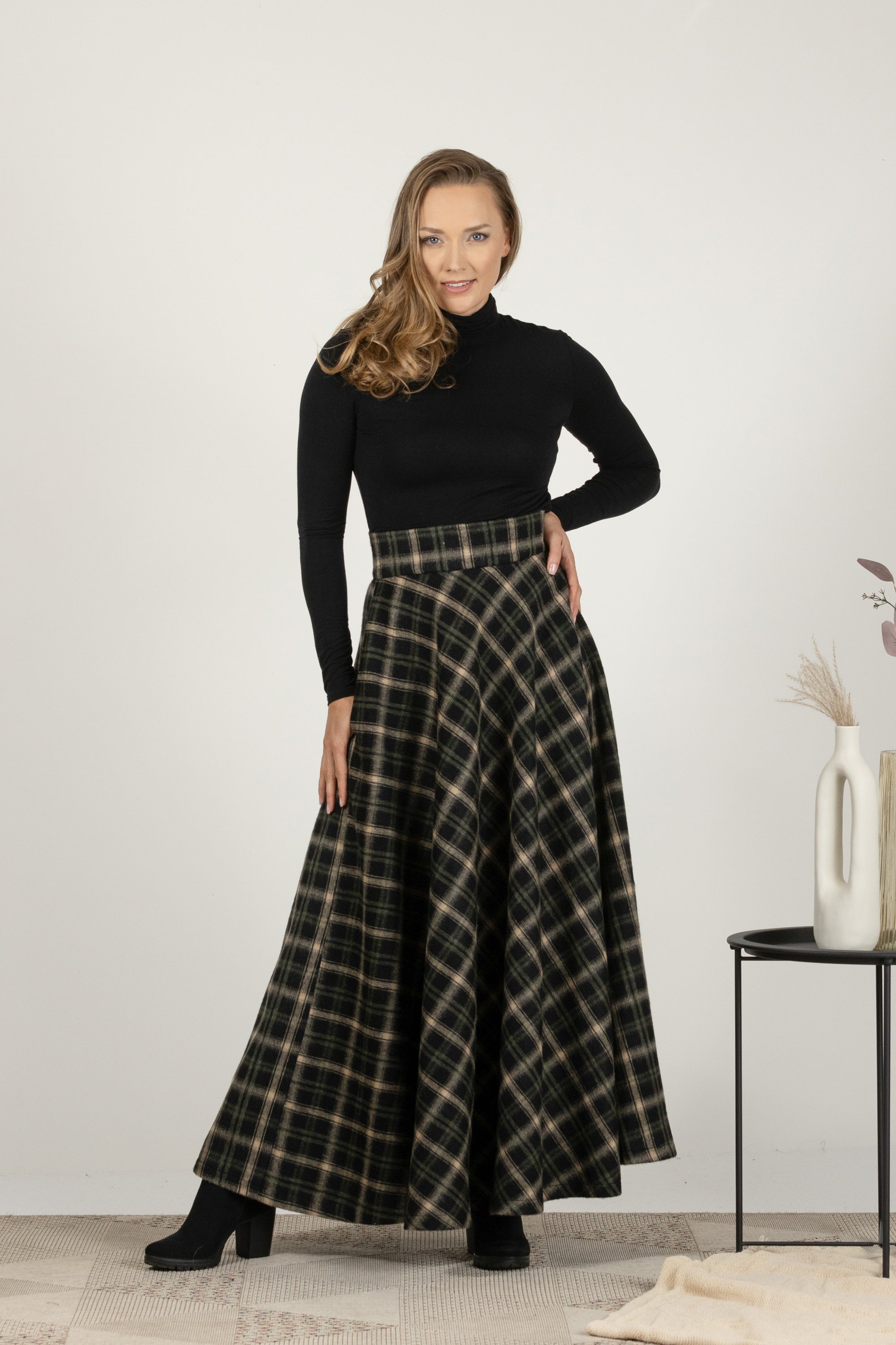 Swing Long wool plaid skirt 5260 Swing Long wool plaid skirt 5260