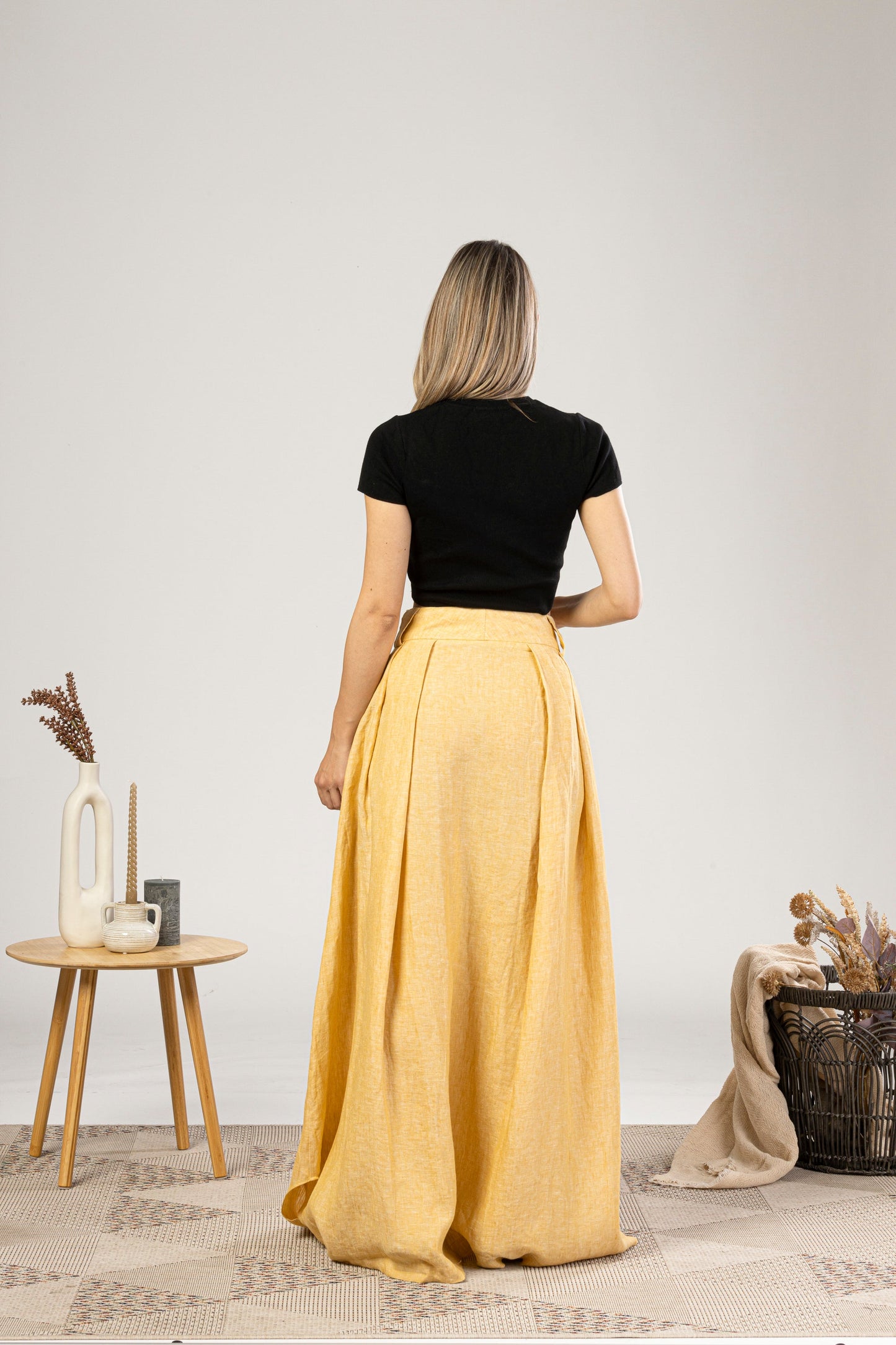 Minimalist Long Bohemian Skirt from the back view - from NikkaPlace | Effortless fashion for easy living
