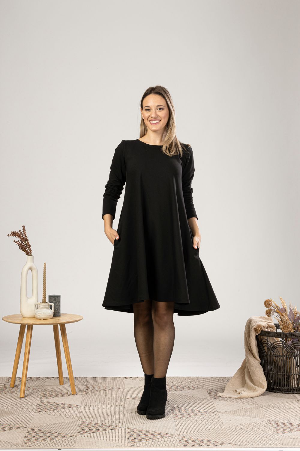 blue dress for baby girl Warm Winter Midi Dress L / Black