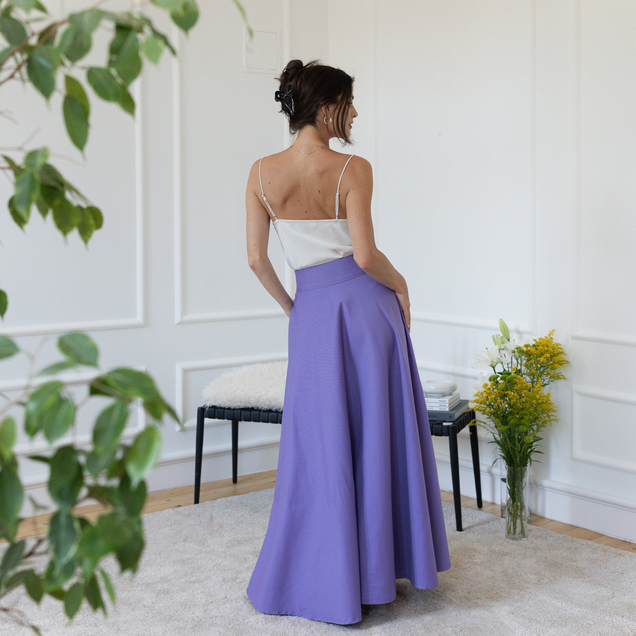 Back view of maxi cotton skirt