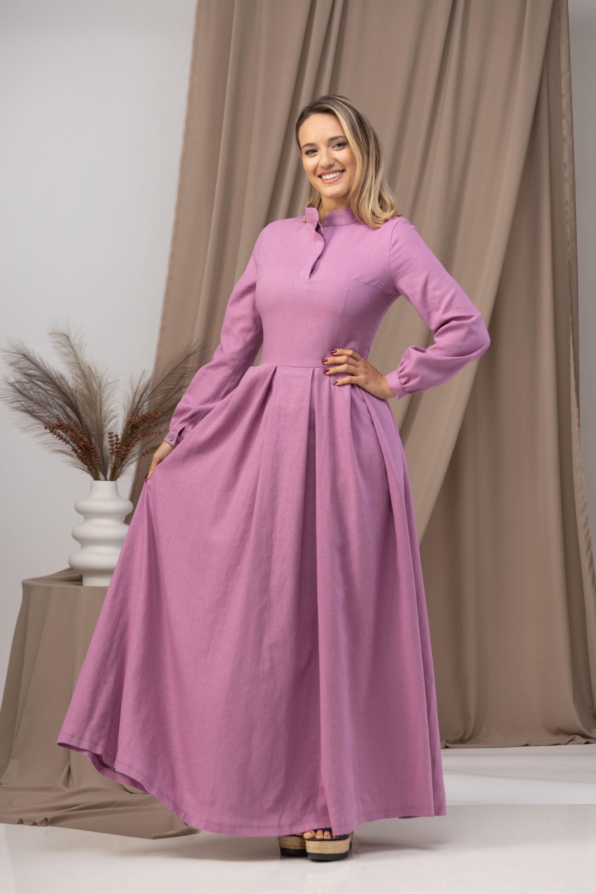 Dark Rose Linen Maxi Dress from NikkaPlace | Effortless fashion for easy  living