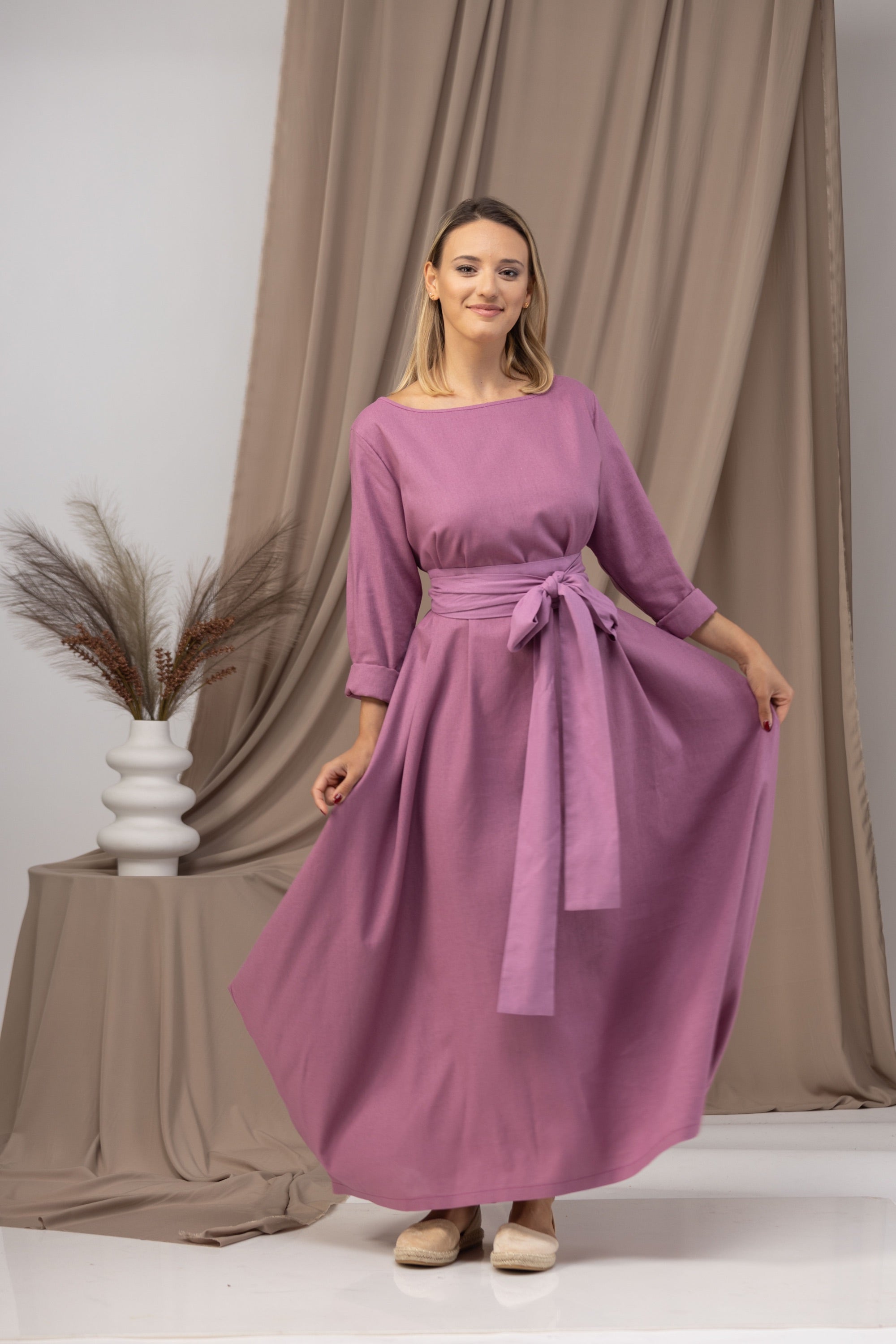 Oversized Linen Maxi Dress from NikkaPlace