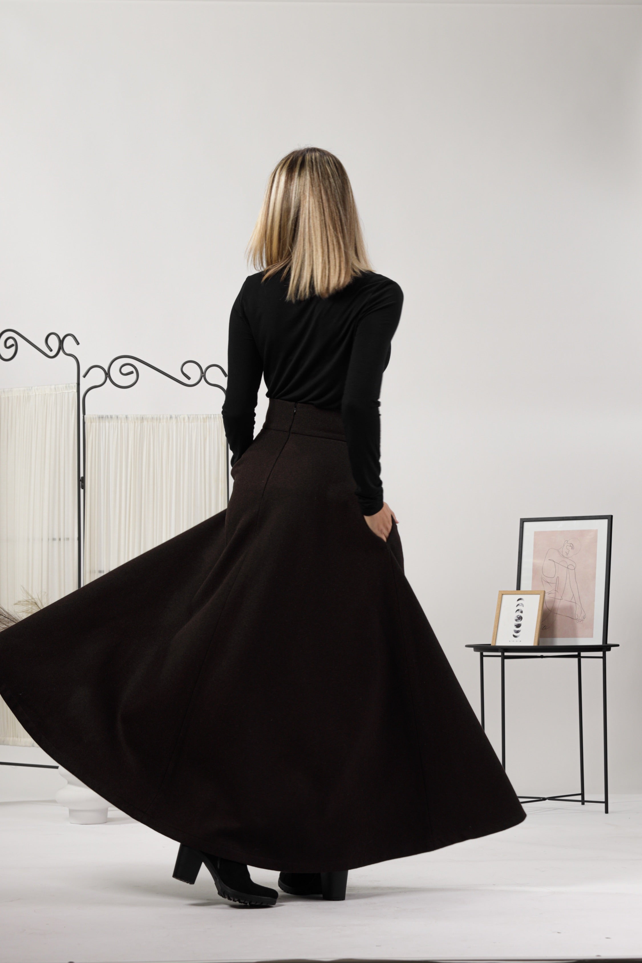 High Waisted Wool Maxi Skirt from NikkaPlace | Effortless fashion for easy living