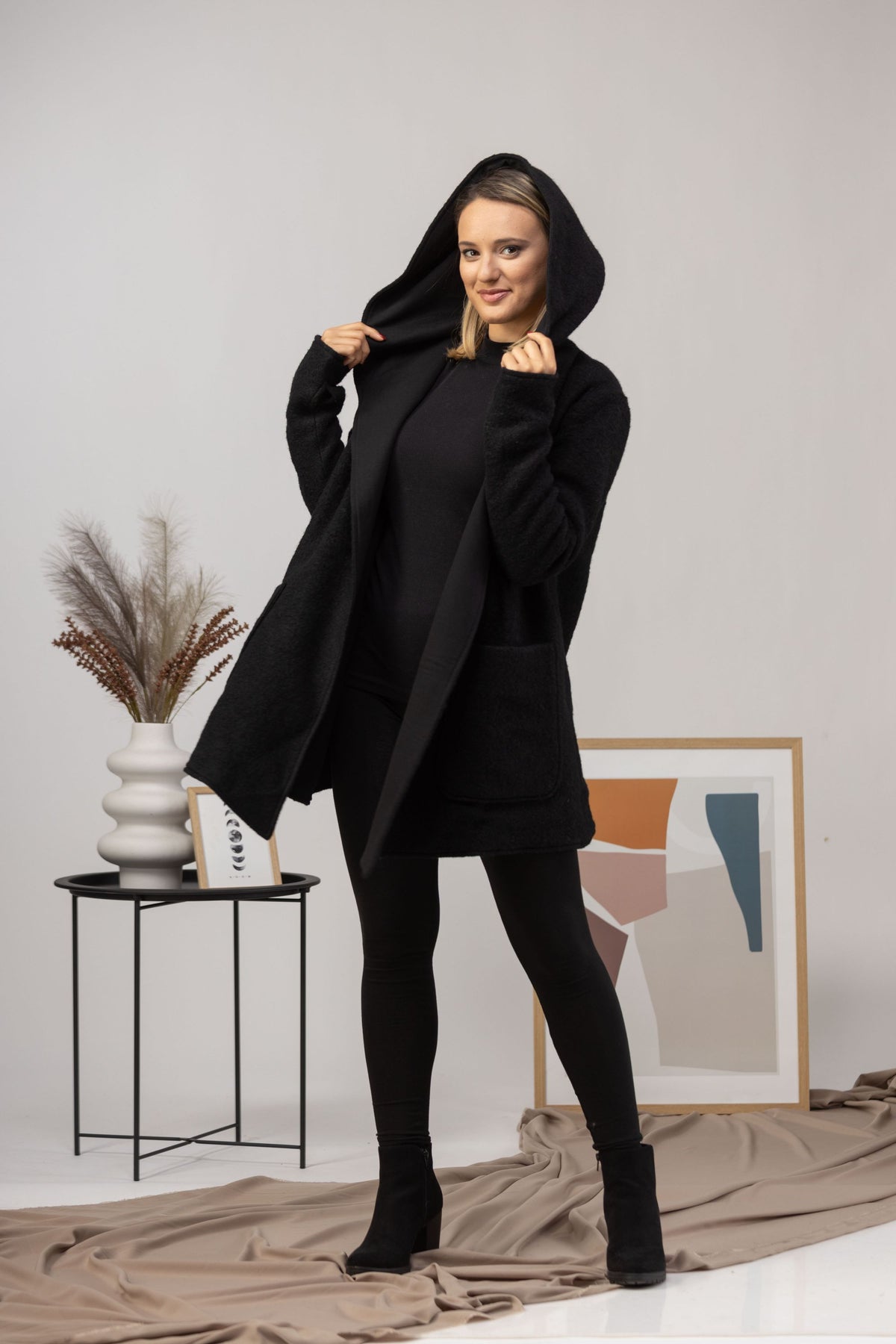 Black Hooded Wool Cardigan from NikkaPlace | Effortless fashion 