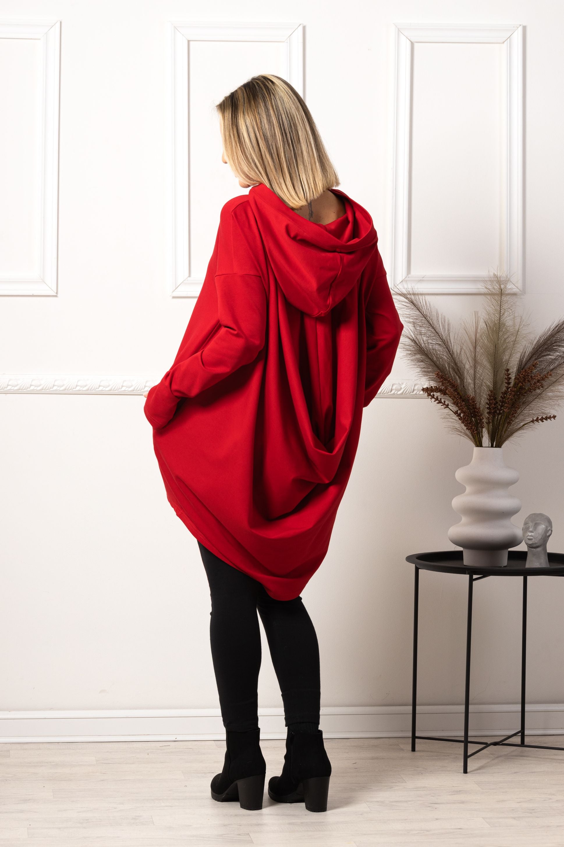 Oversized Hoodie Hoodie Finger Holes Red Oversized Hoodie With