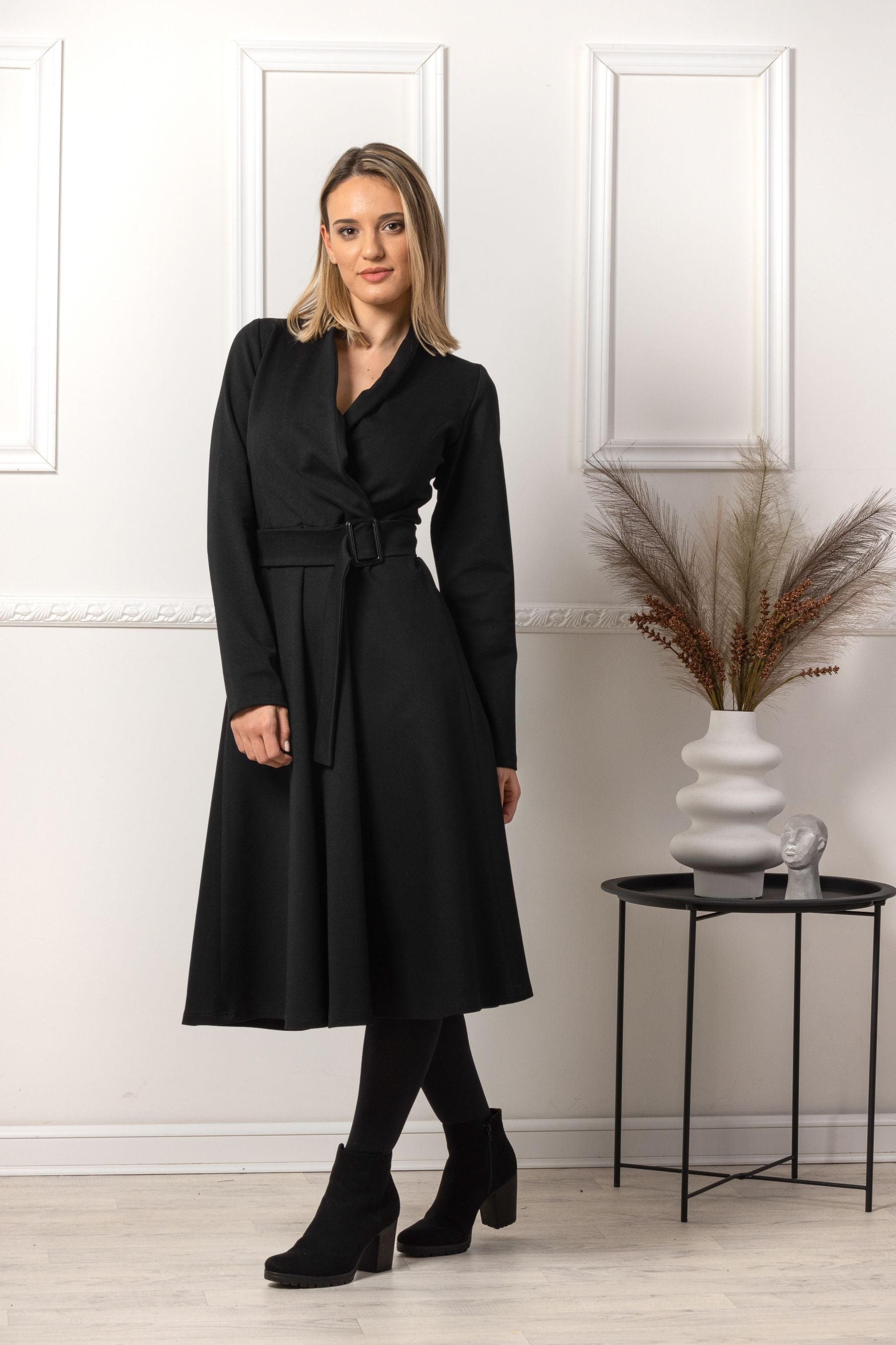 A-Line Belted Black Dress from NikkaPlace | Effortless fashion for easy living A-Line Belted Black Dress from NikkaPlace | Effortless fashion for easy living