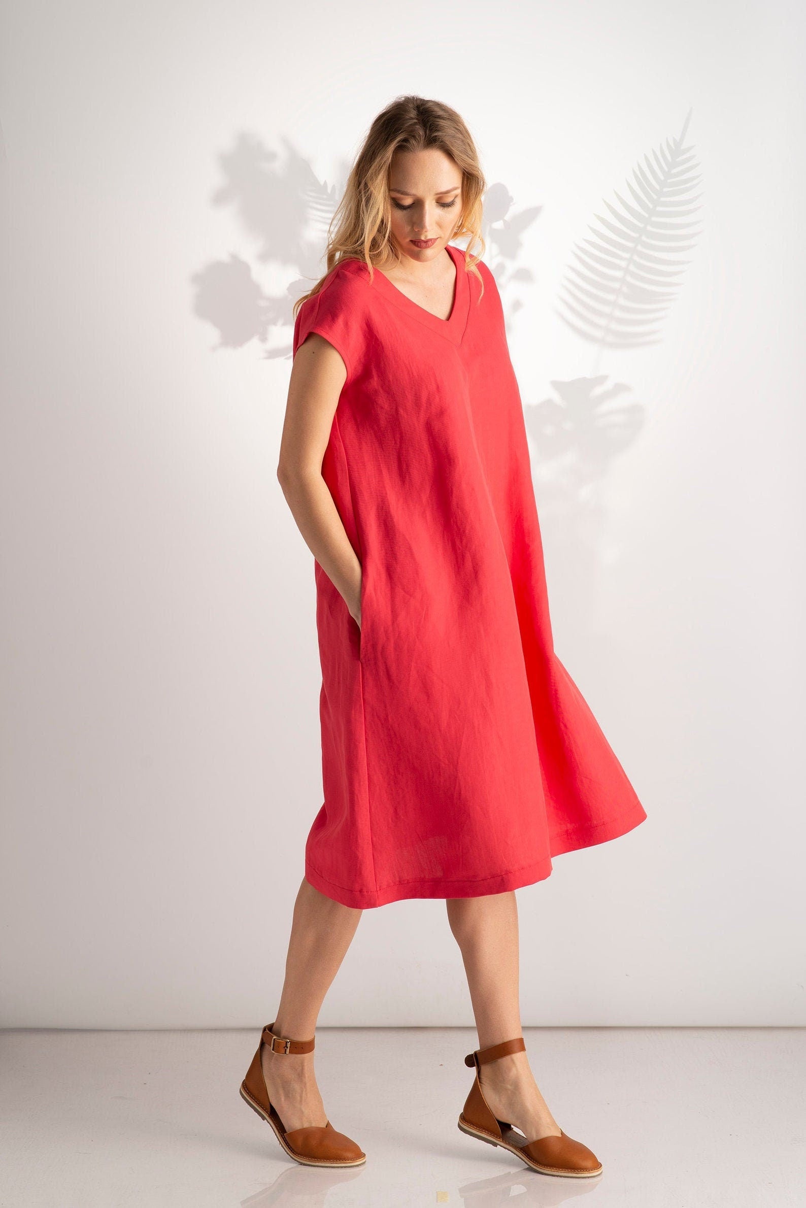 Minimalist Linen Dress on a model - from NikkaPlace | Effortless fashion for easy living