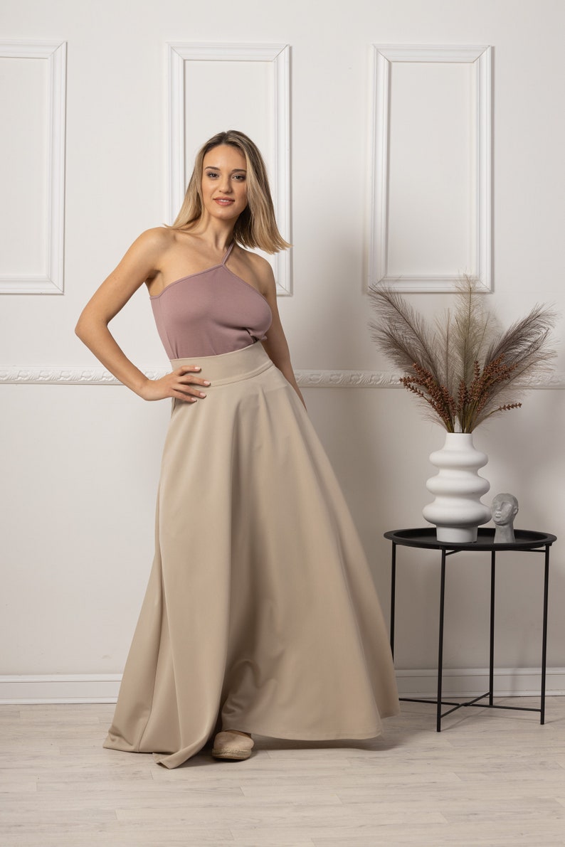 Beige High Waisted Maxi Skirt from NikkaPlace Effortless fashion
