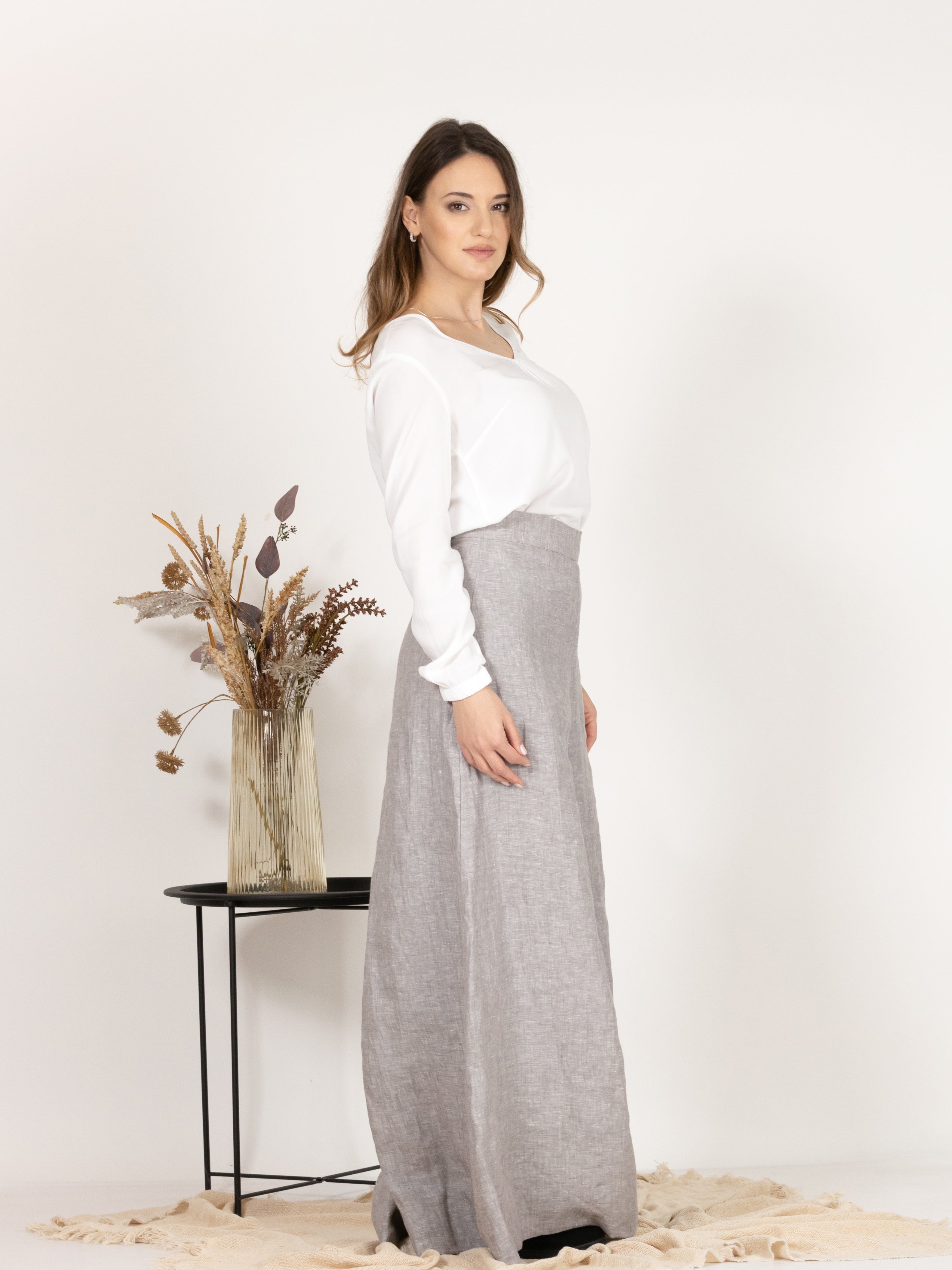 Wide leg linen pants