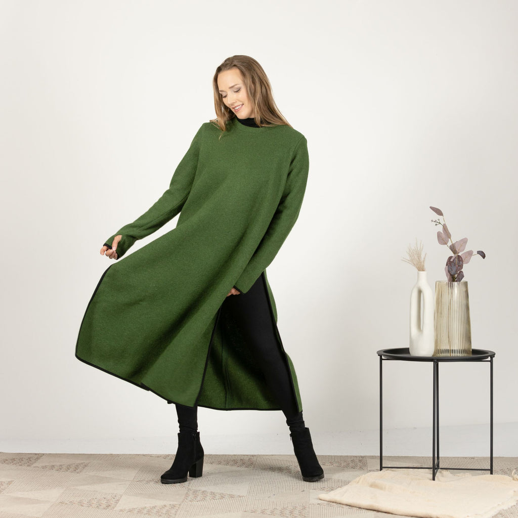 green emerald velvet dress Always Chic Emerald Green Long Sleeve Sweater Dress main image 1