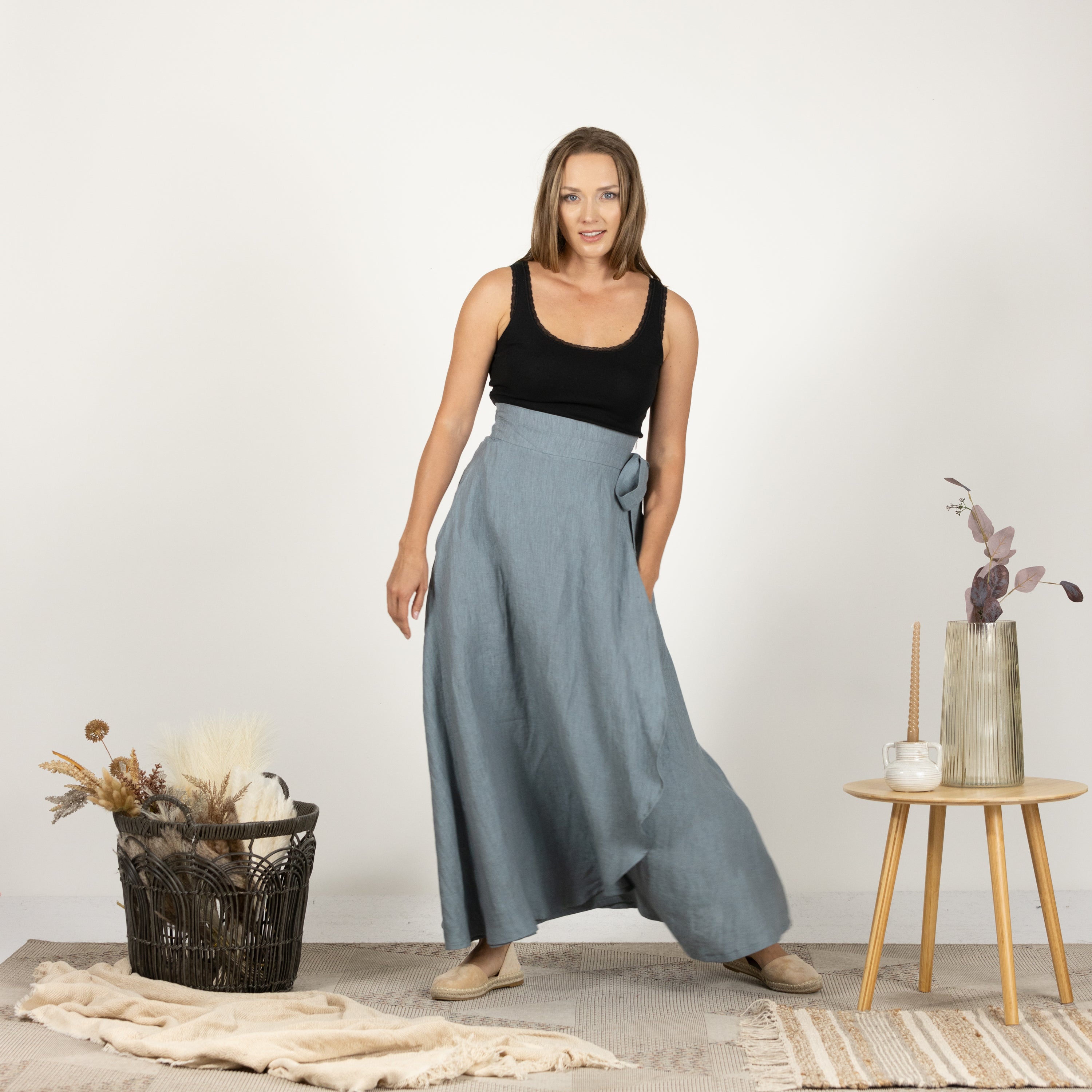 Linen Wrap Around Skirt with a Tie from NikkaPlace Effortless fashion for easy living