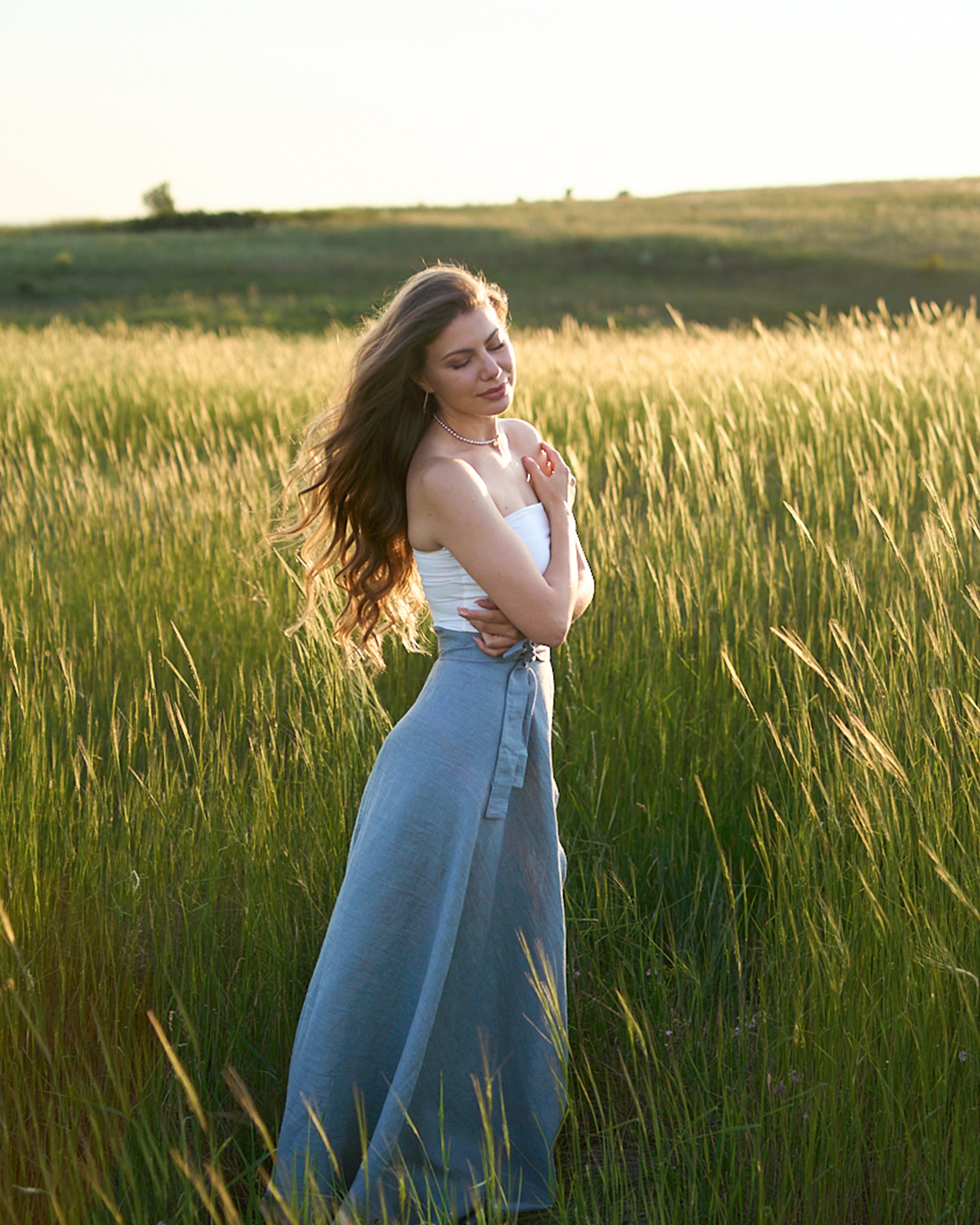 Linen maxi skirt