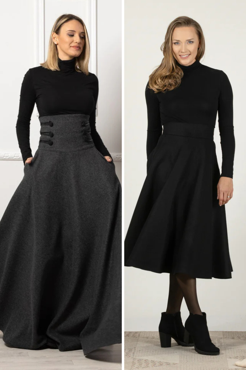 Elegant Wool Skirt Duo