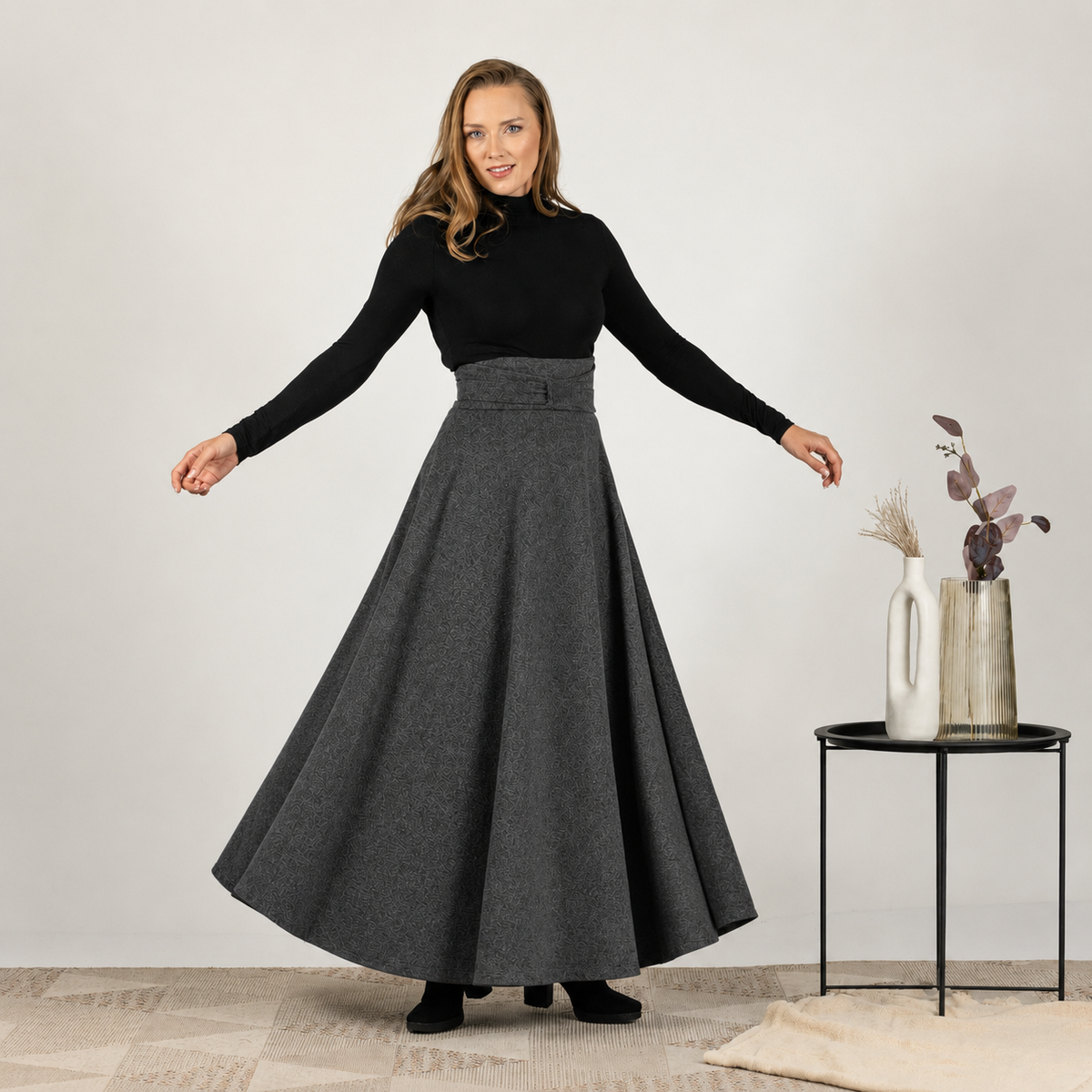 スカート ch!iiibag Wool Maxi Skirt Wool Maxi Victorian Walking Skirt from NikkaPlace | Effortless