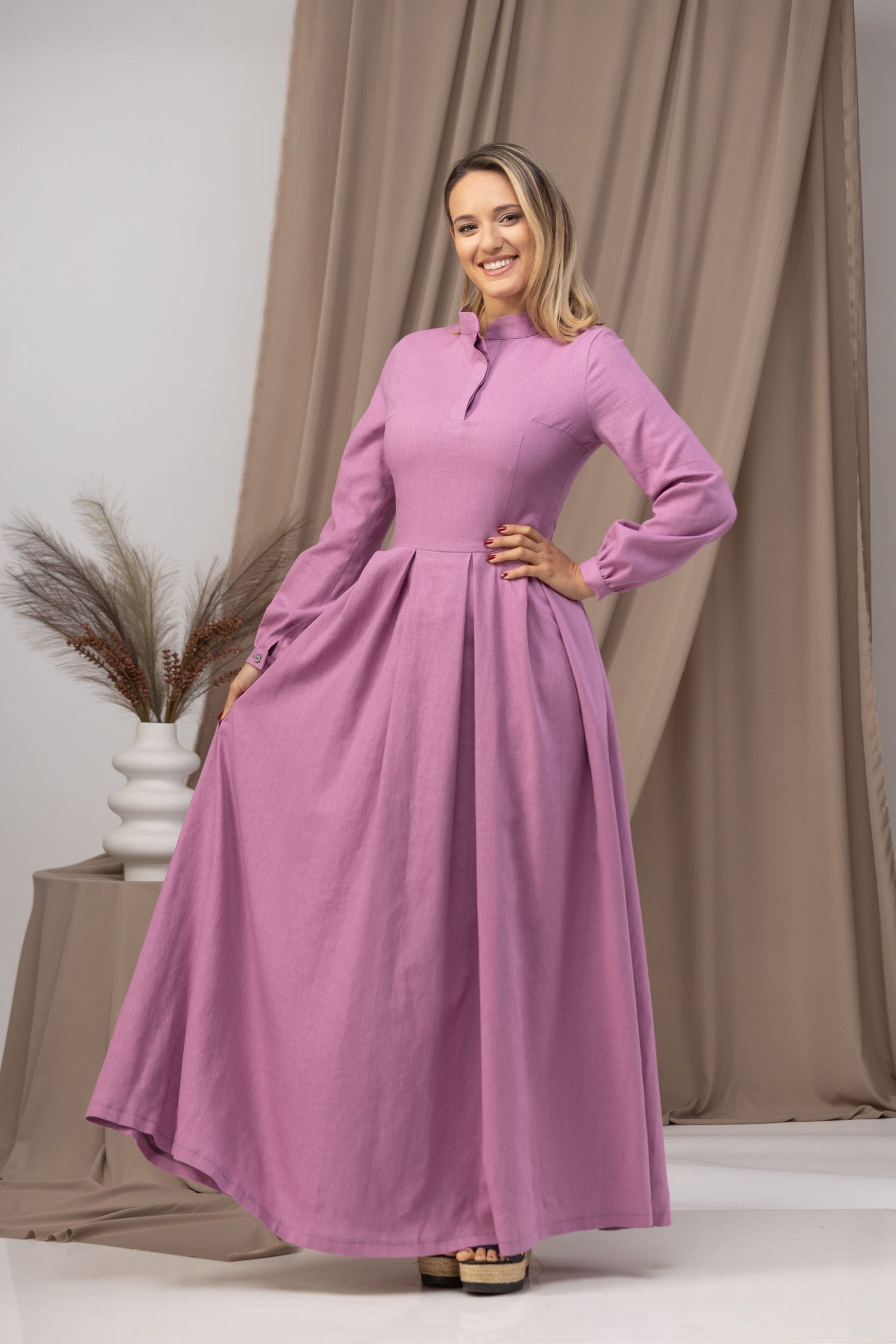 Bohemian chic Linen Prairie Maxi Dress - from NikkaPlace | Effortless fashion for easy living