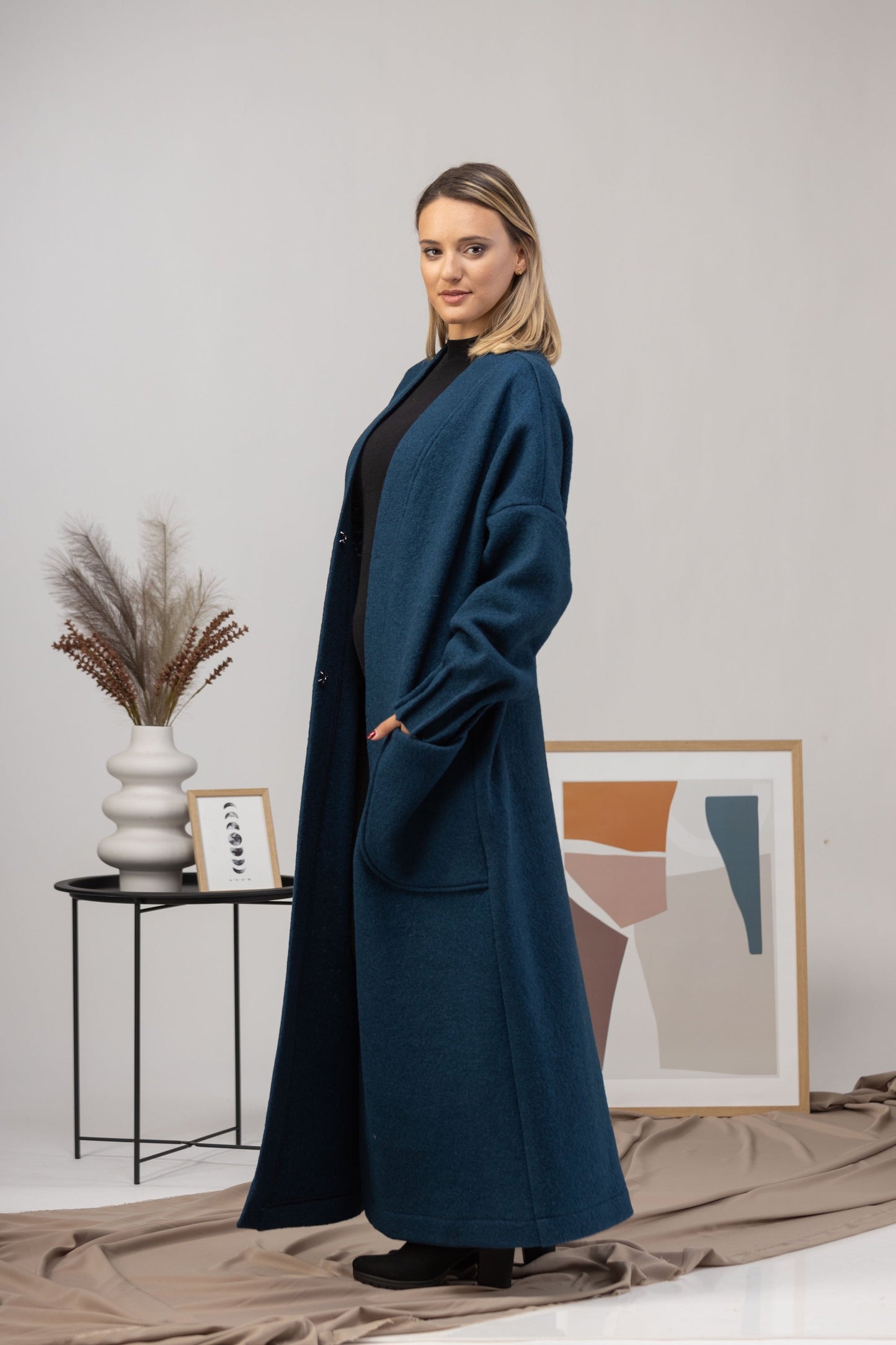 Charcoal Warm Wool Maxi Cardigan Front View - from Nikka Place | Effortless fashion for easy living