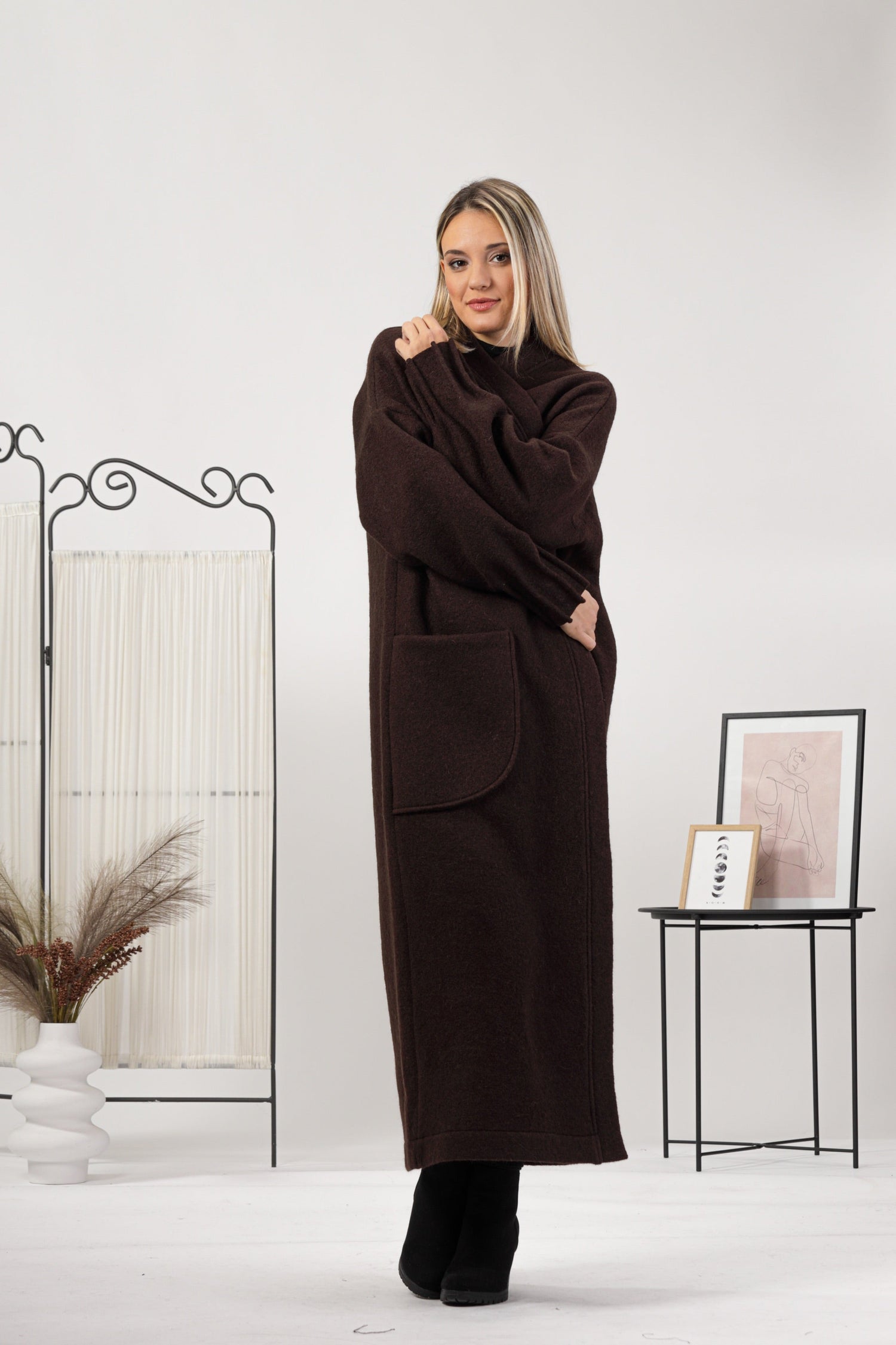 Charcoal Warm Wool Maxi Cardigan Two Deep Pockets - from Nikka Place | Effortless fashion for easy living