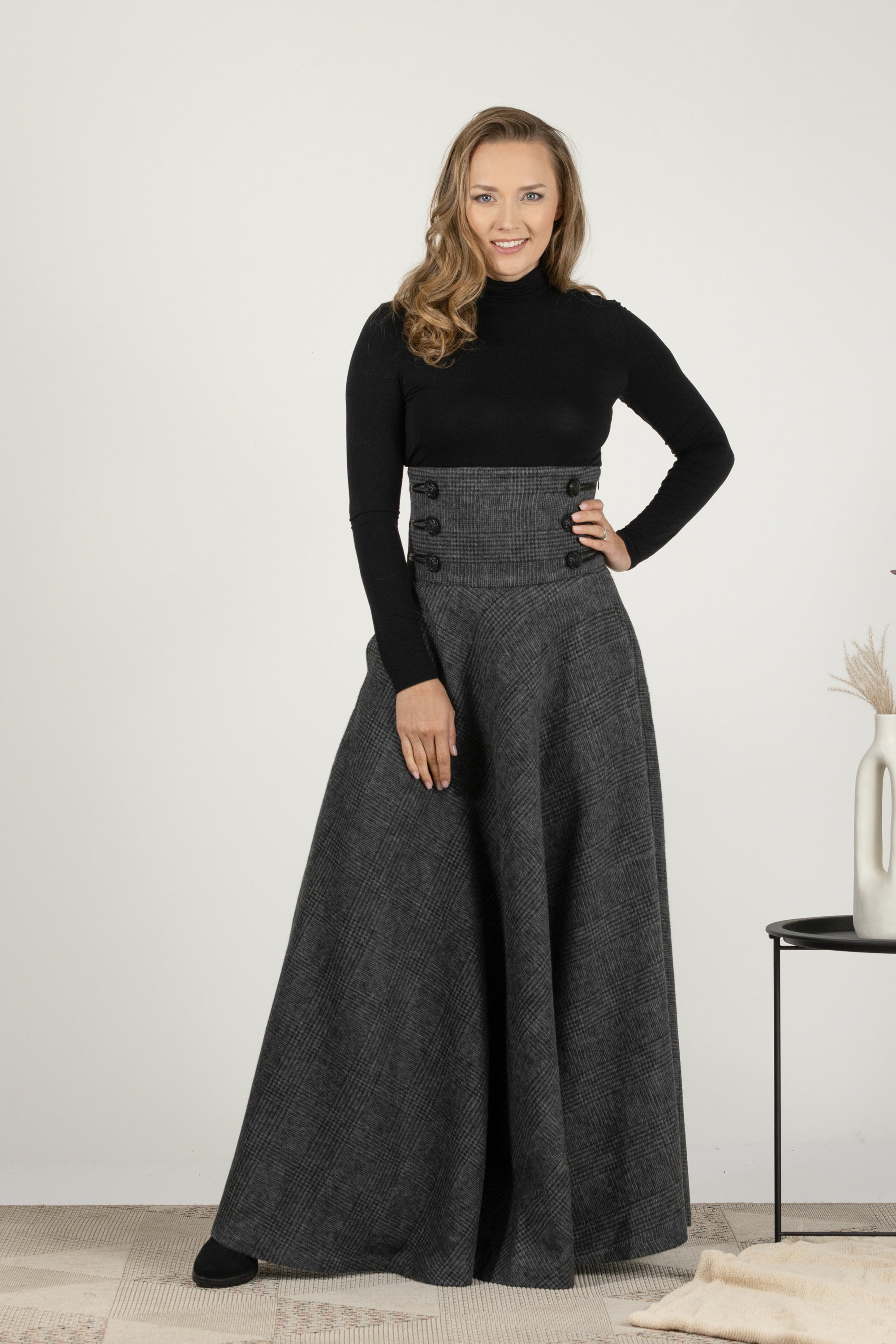 Dark Gray Winter Wool Maxi Skirt