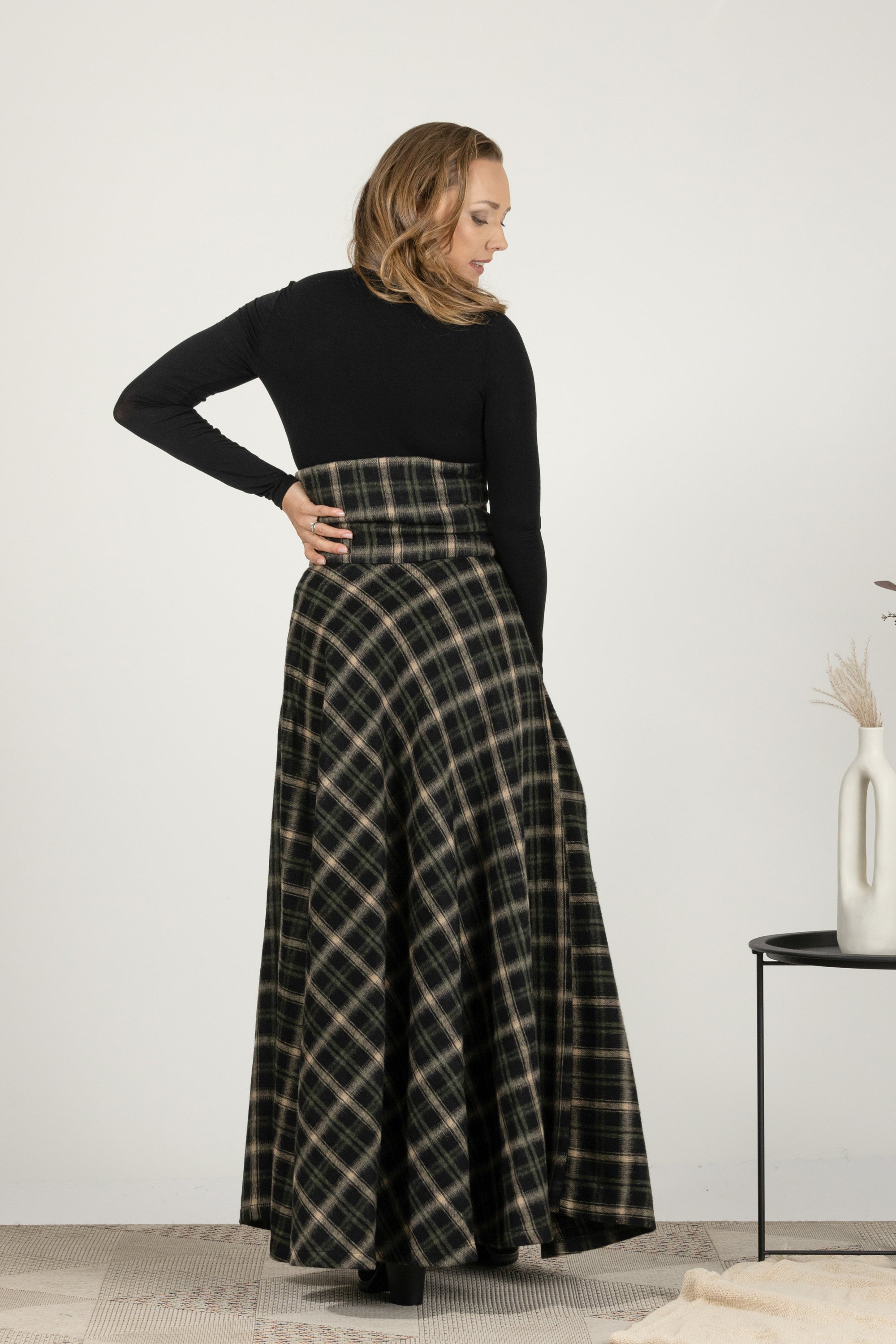 Dark Gray Winter Wool Maxi Skirt