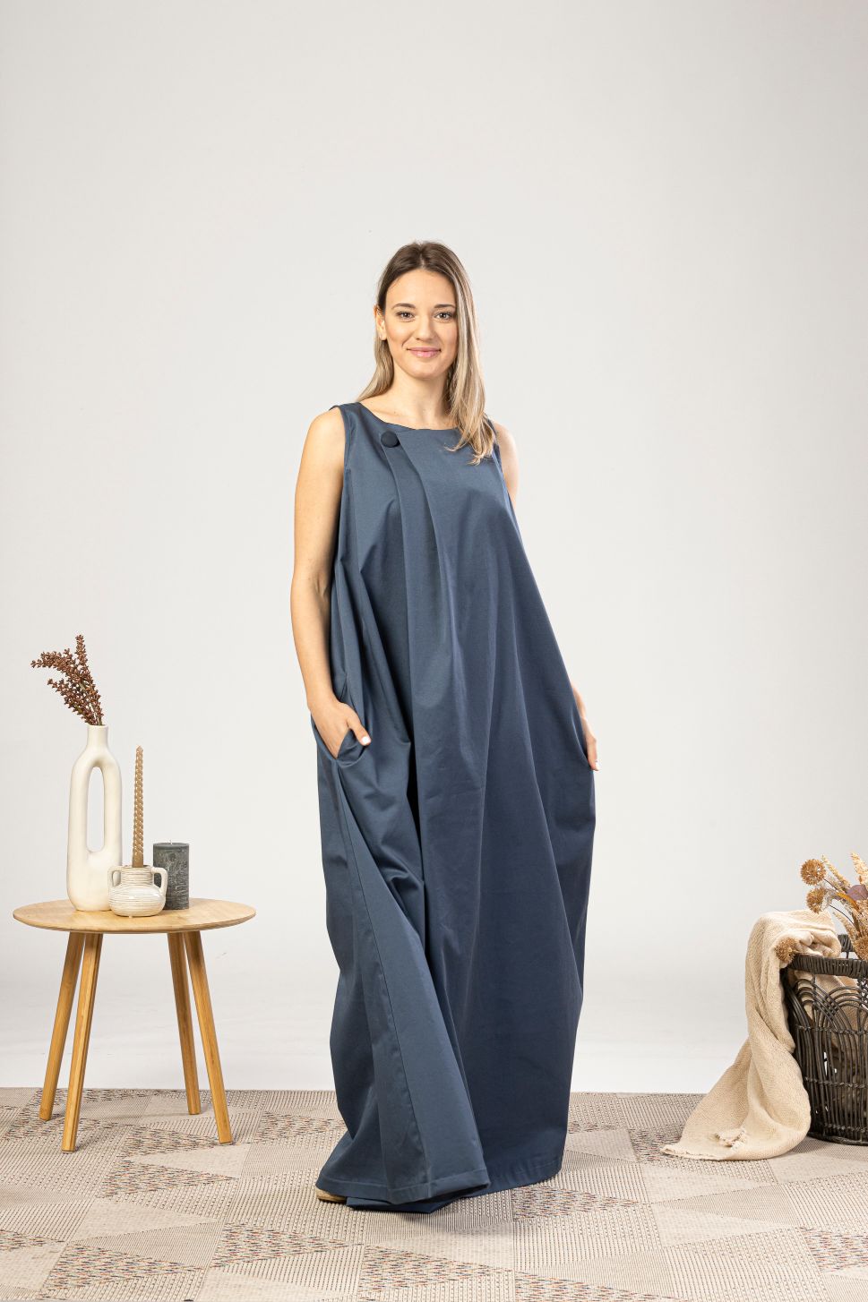 Elegant Trapeze Maxi Summer Dress from the front view - from NikkaPlace | Effortless fashion for easy living