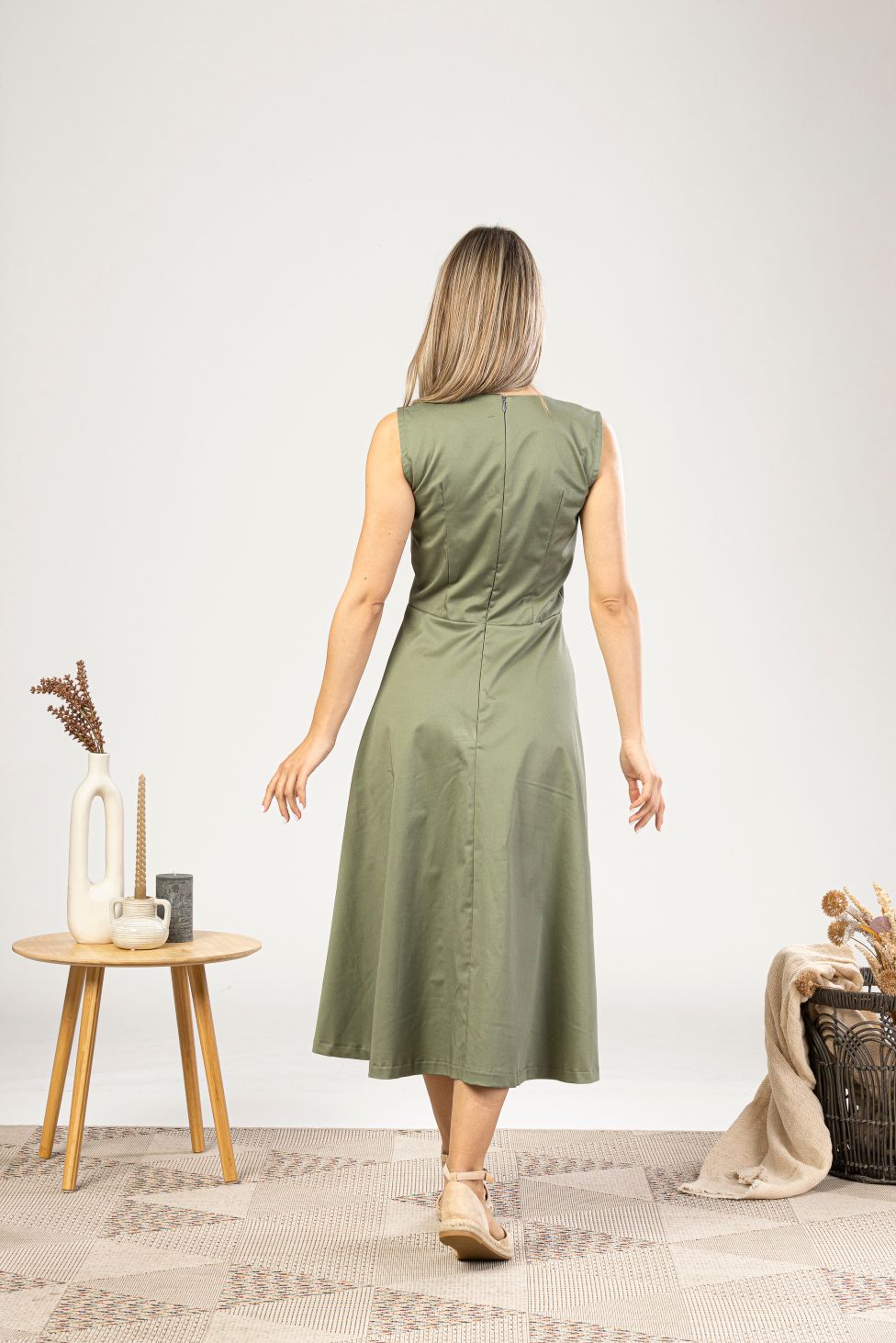 Simple Swing Cotton Dress from the back view - from NikkaPlace | Effortless fashion for easy living