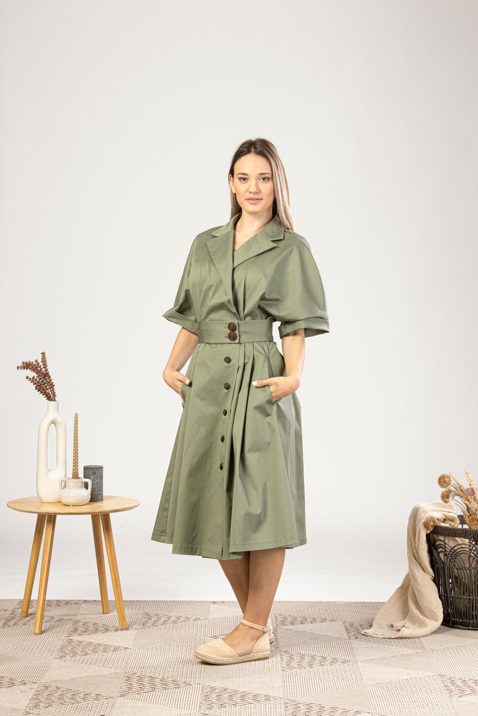 Wide Sleeves Cotton Shirt Dress - from NikkaPlace | Effortless fashion for easy living