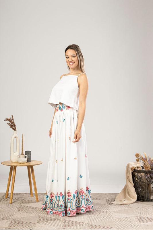 Embroidered High-Waisted Maxi Skirt - from NikkaPlace | Effortless fashion for easy living