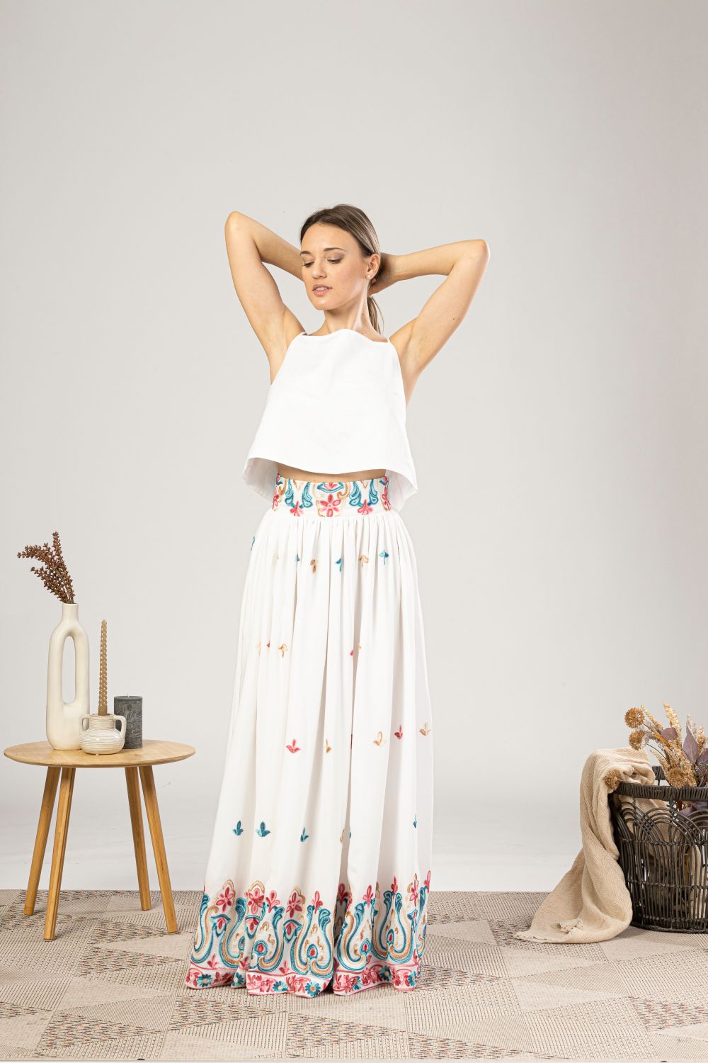 Original Embroidered High-Waisted Maxi Skirt for everyday summer outfit- from NikkaPlace | Effortless fashion for easy living