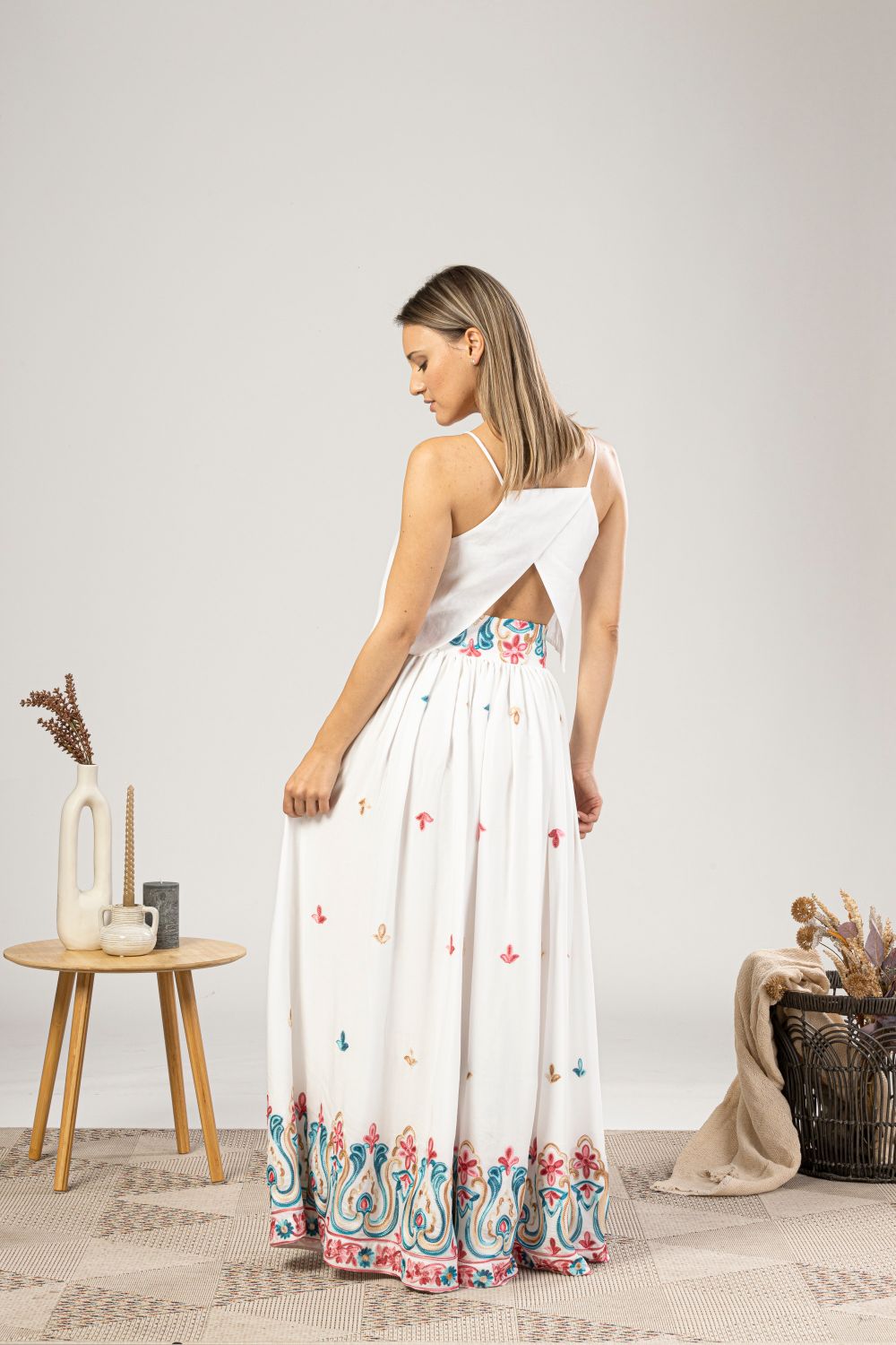 Original Embroidered High-Waisted Maxi Skirt ideal for summer days - from NikkaPlace | Effortless fashion for easy living