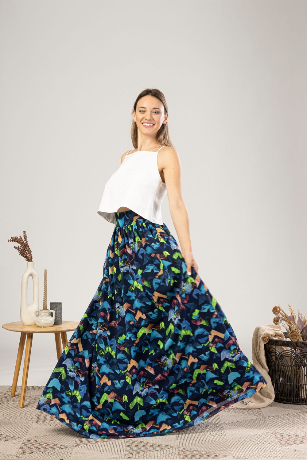 Extravagant Colorful Chiffon Skirt from the side view - from NikkaPlace | Effortless fashion for easy living