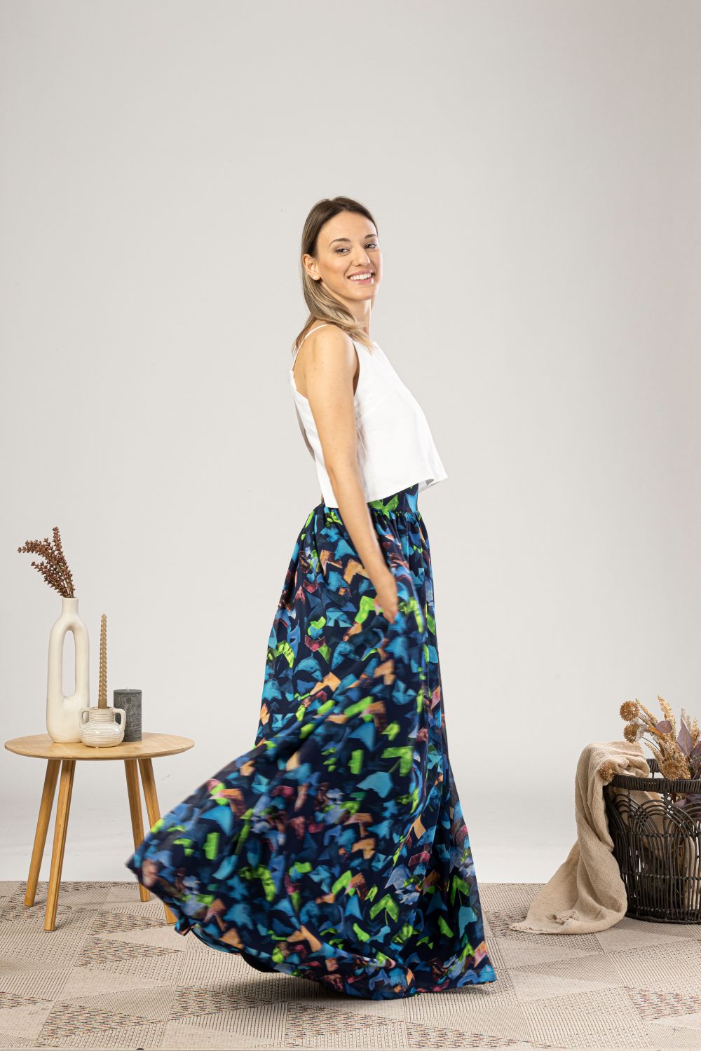 Extravagant Colorful Chiffon Skirt from the other side - from NikkaPlace | Effortless fashion for easy living