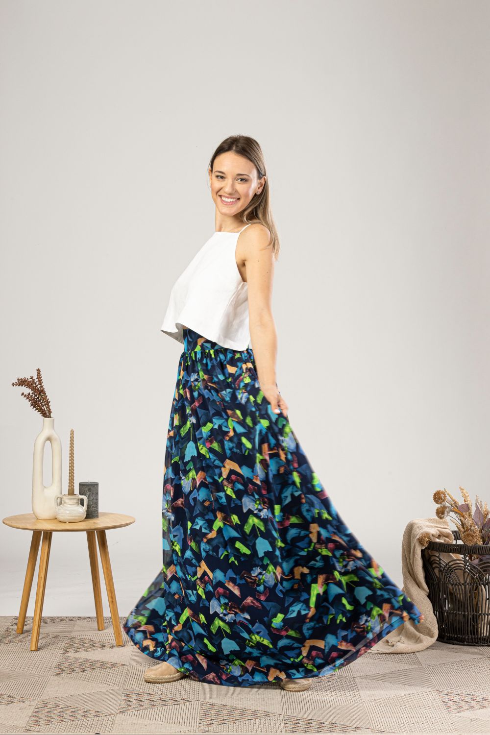 Extravagant Colorful Chiffon Skirt for casual summer outfits - from NikkaPlace | Effortless fashion for easy living