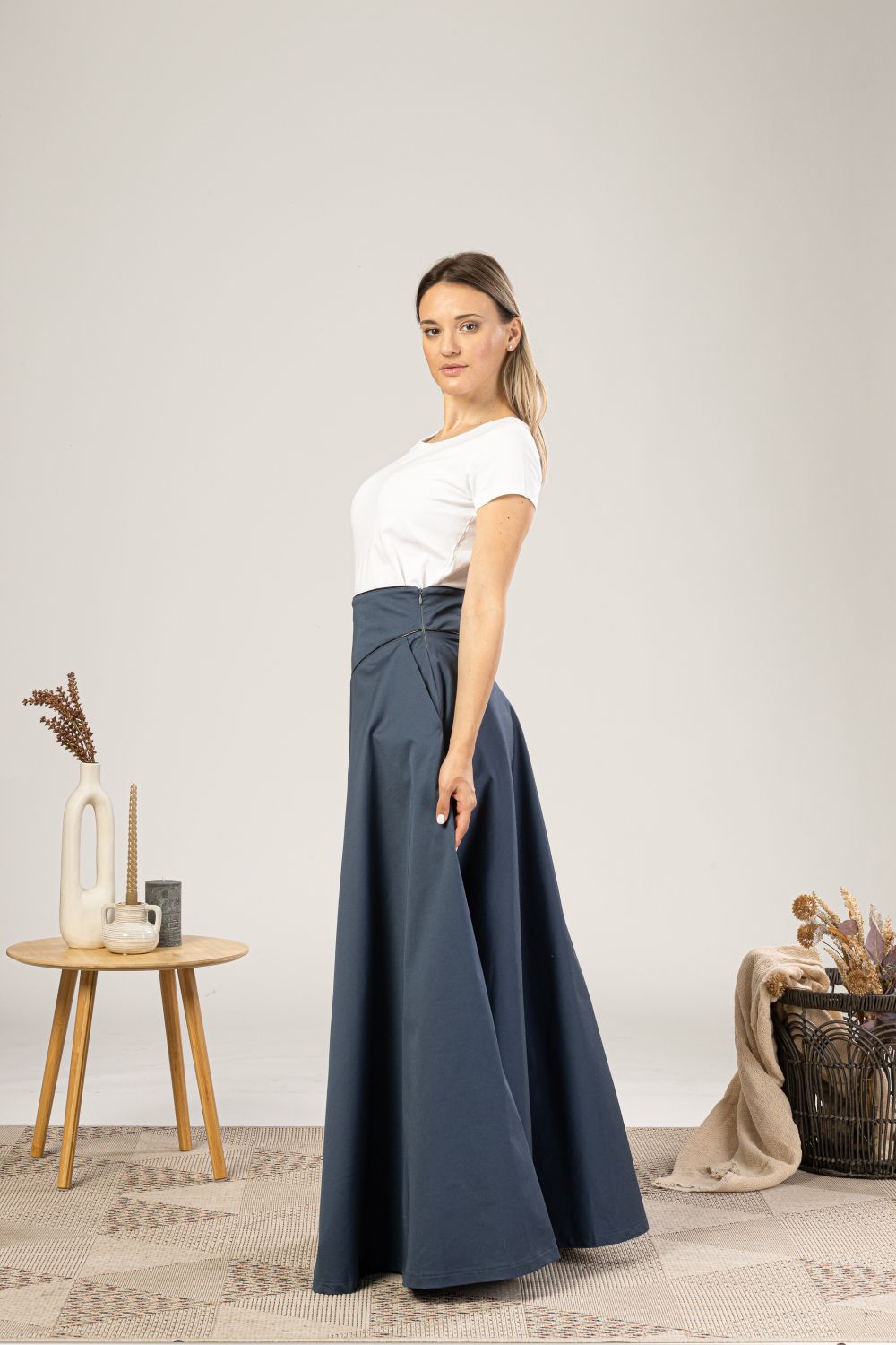 Blue high waist skirt best sale