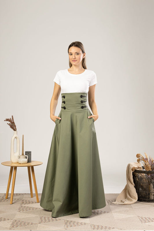 High Waisted Empire Cotton Skirt - from NikkaPlace | Effortless fashion for easy living