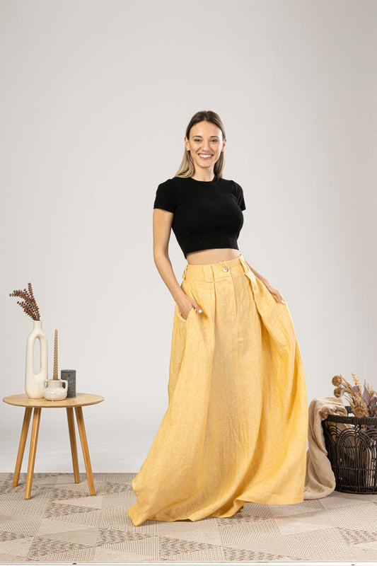 Minimalist Long Bohemian Skirt from the front view - from NikkaPlace | Effortless fashion for easy living