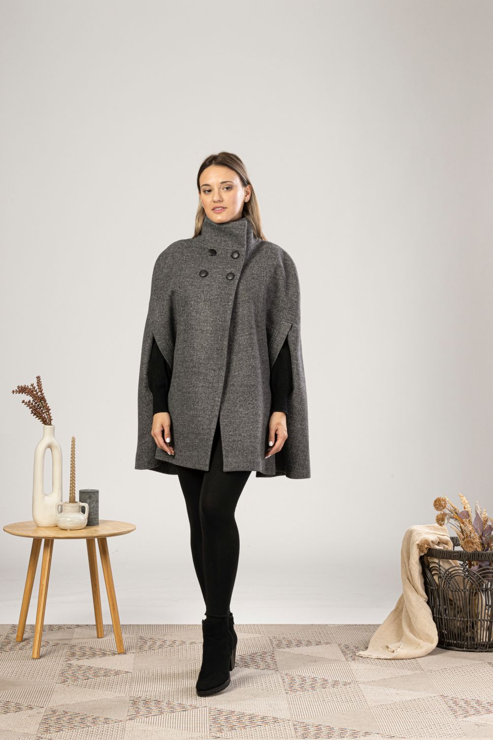 Stay warm and fashionable with this Dark Gray cape coat from NikkaPlace | Effortless fashion for easy living