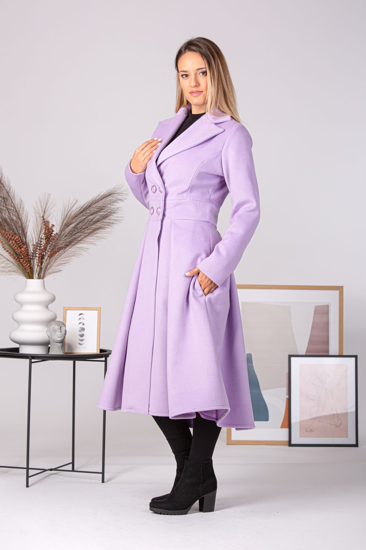Stay-warm-in-style-with-our-A-Line-Fit-and-Flare-Coat-featuring-pockets from NikkaPlace | Effortless fashion for easy living