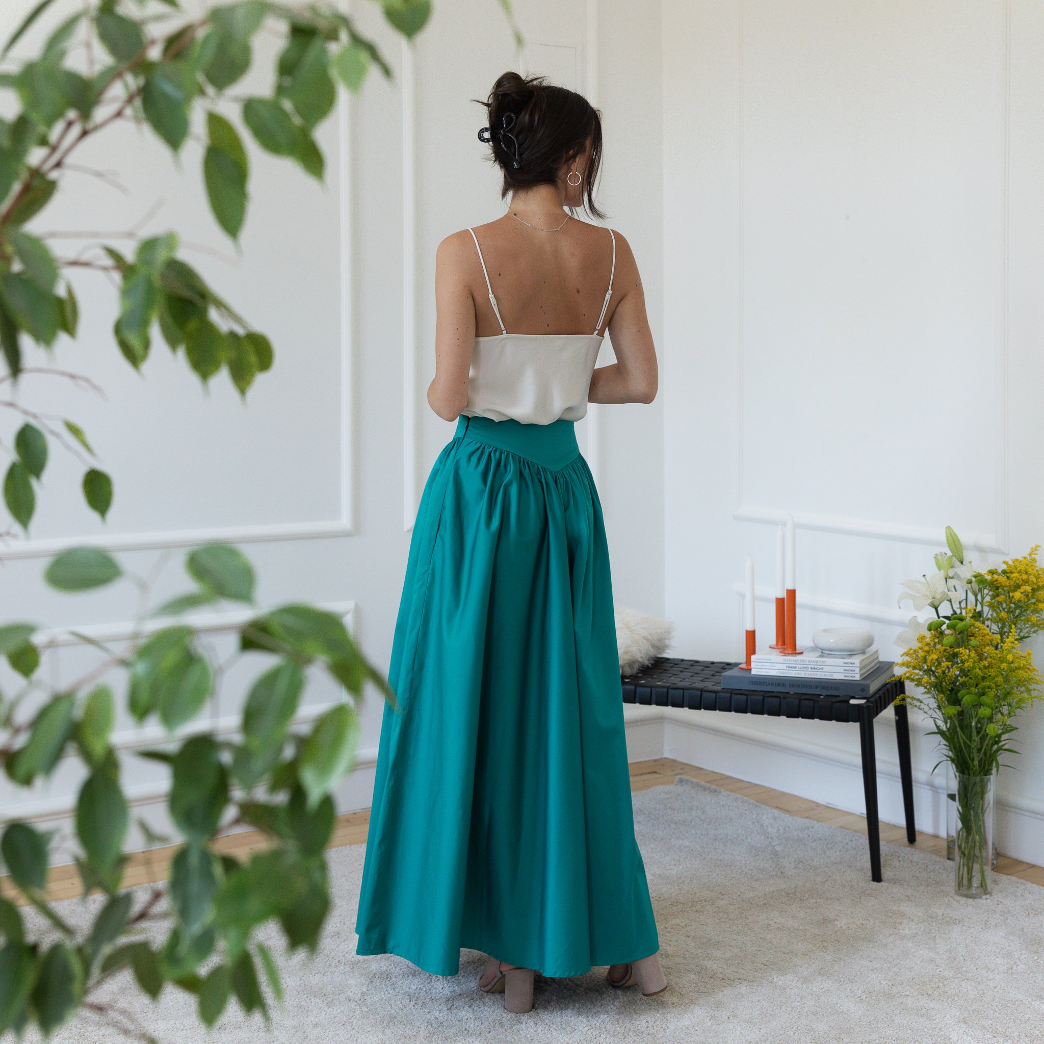 Back view of maxi cotton skirt