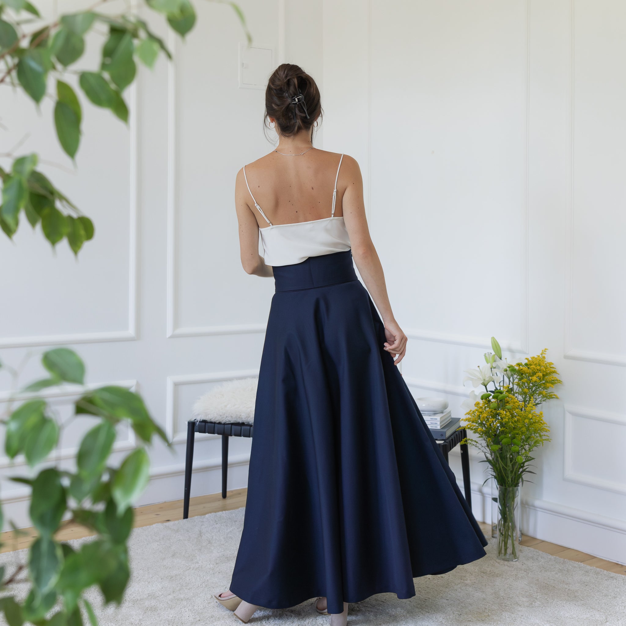 Back view of maxi cotton skirt