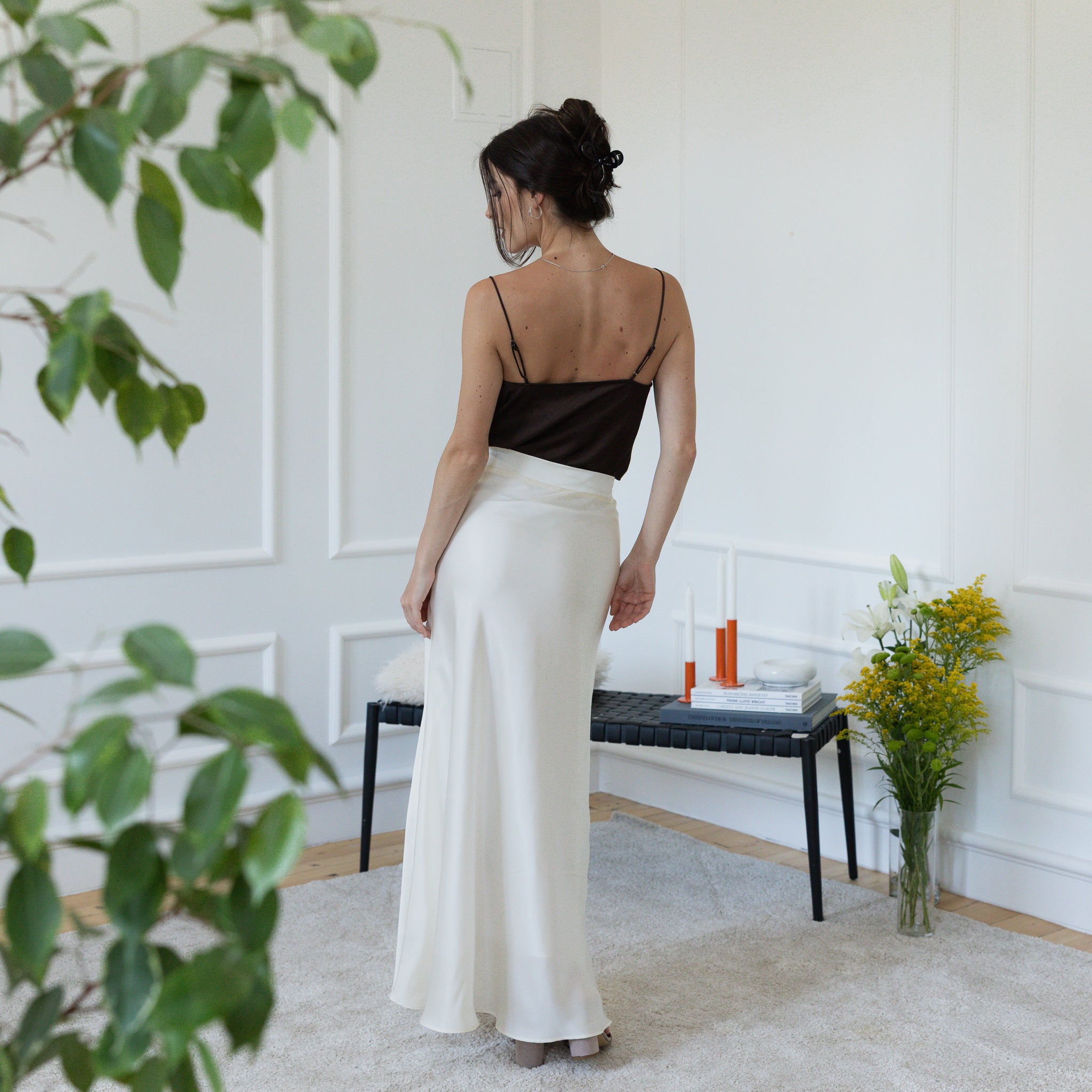 Back view of silk skirt