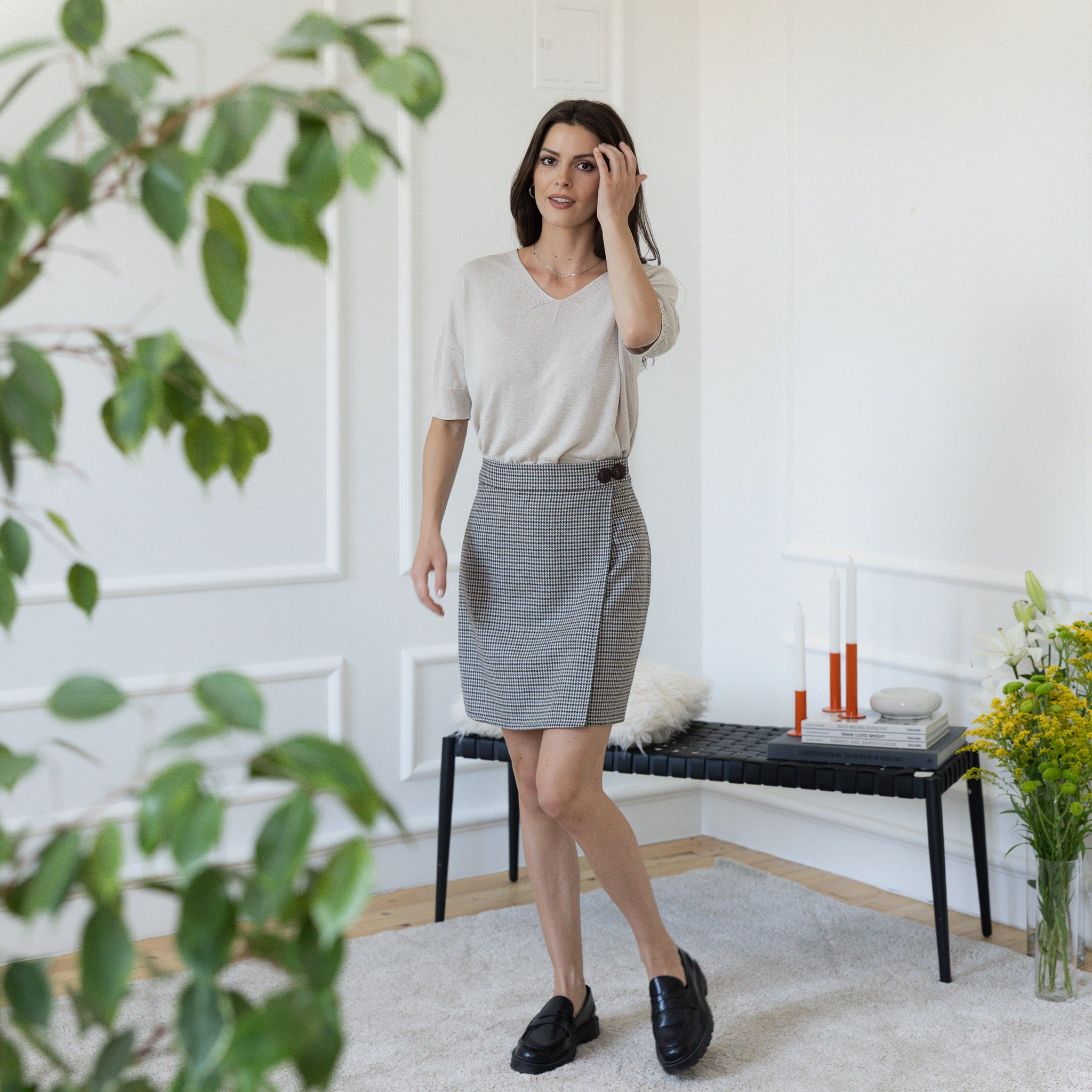Mini wool skirt