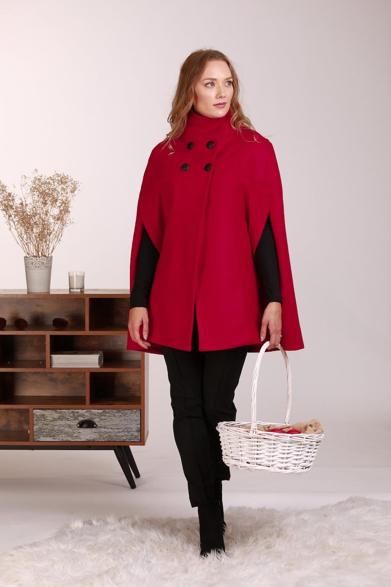 Make a statement in our Raspberry Elegant Cape Coat - from NikkaPlace | Effortless fashion for easy living