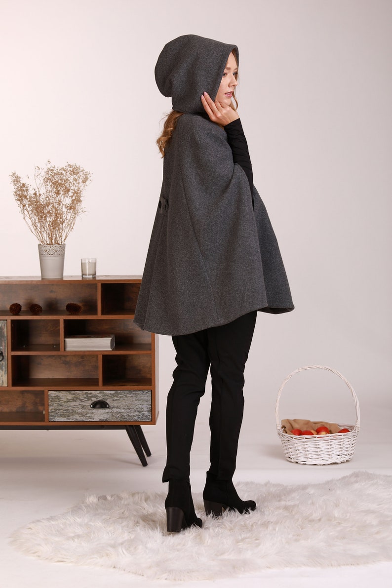 Stay warm in style with our hooded wool cape coat - Hooded Wool Cape Coat from NikkaPlace | Effortless fashion for easy living
