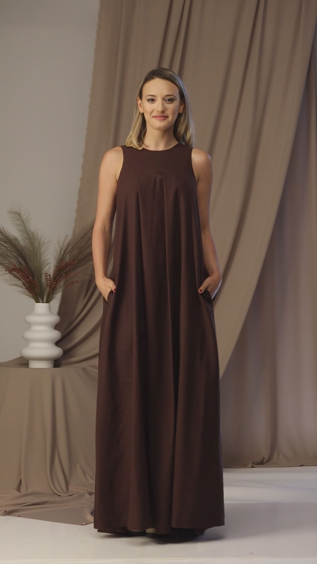 Loose Linen Maxi Dress from NikkaPlace