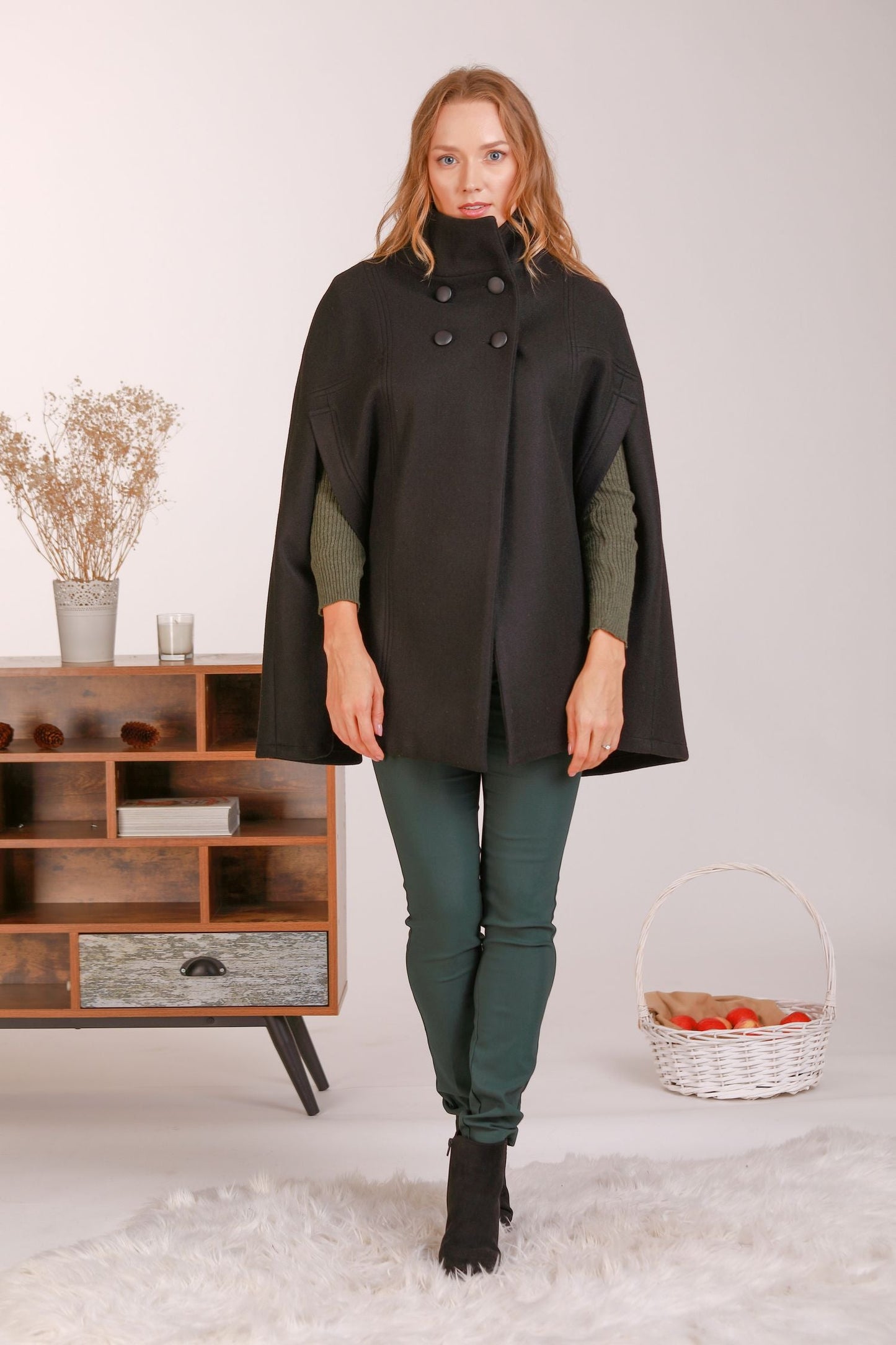 Timeless Black Cape Coat - from NikkaPlace | Effortless fashion for easy living