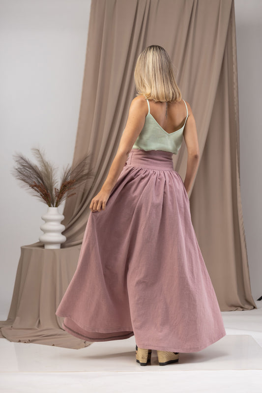 High Waist Maxi Skirt with Pockets - made of Linen - from NikkaPlace | Effortless fashion for easy living