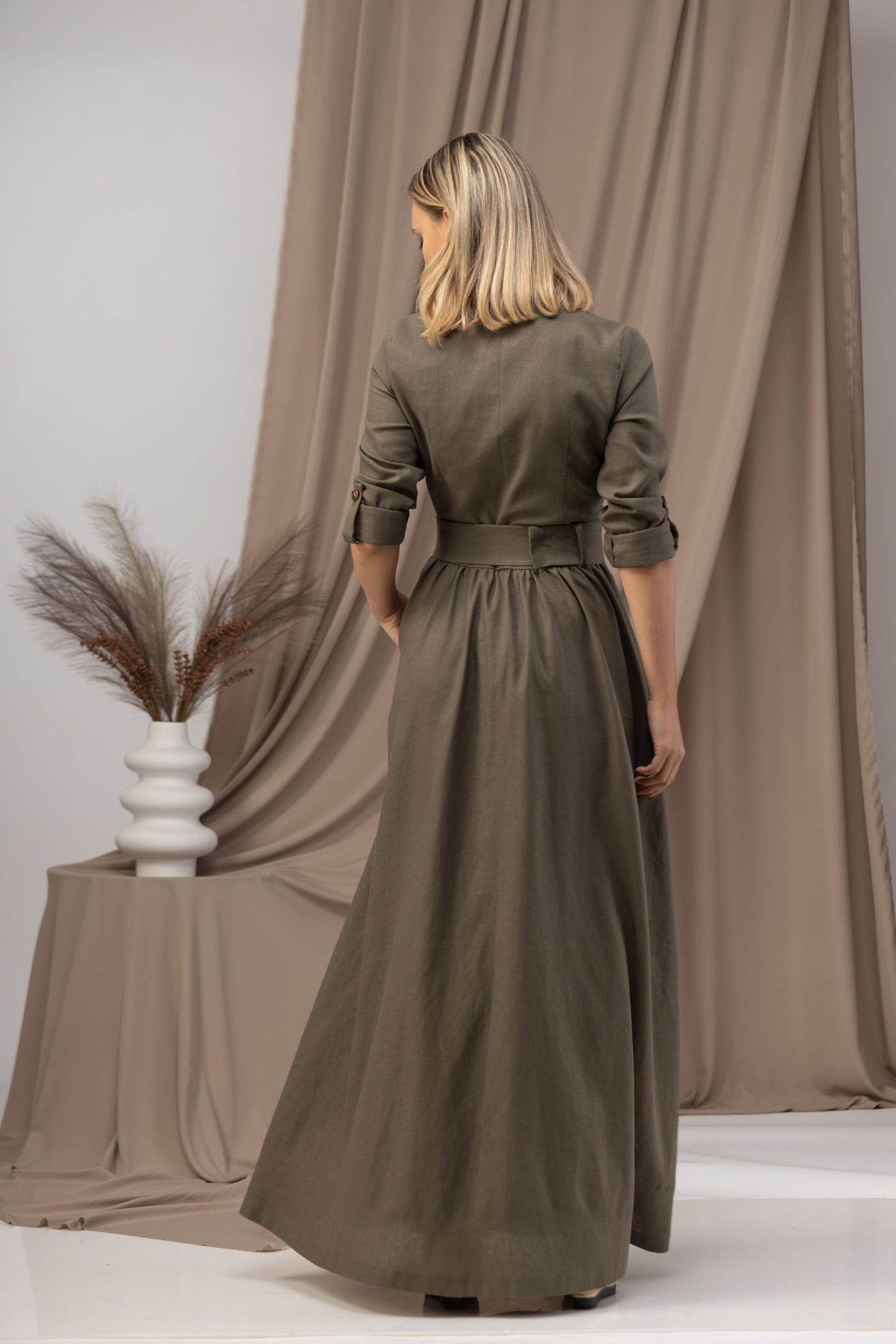 Versatile Linen Maxi Belted Dress - from NikkaPlace | Effortless fashion for easy living